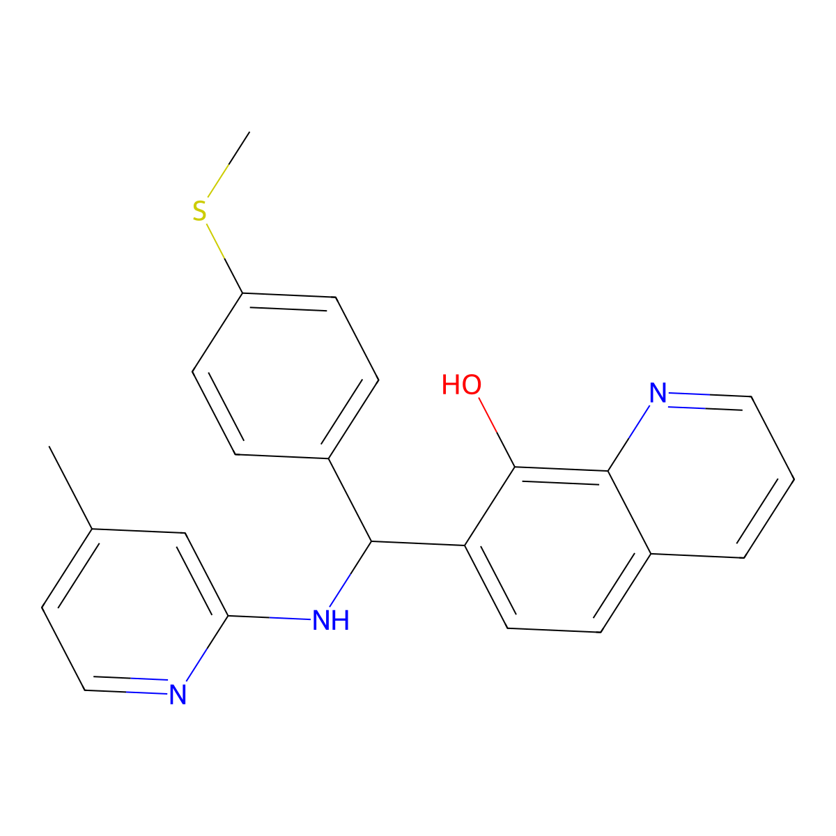 7-[[(4-Methylpyridin-2-yl)amino]-(4-methylsulfanylphenyl)methyl]quinolin-8-ol molecular structure, CAS 430465-80-8