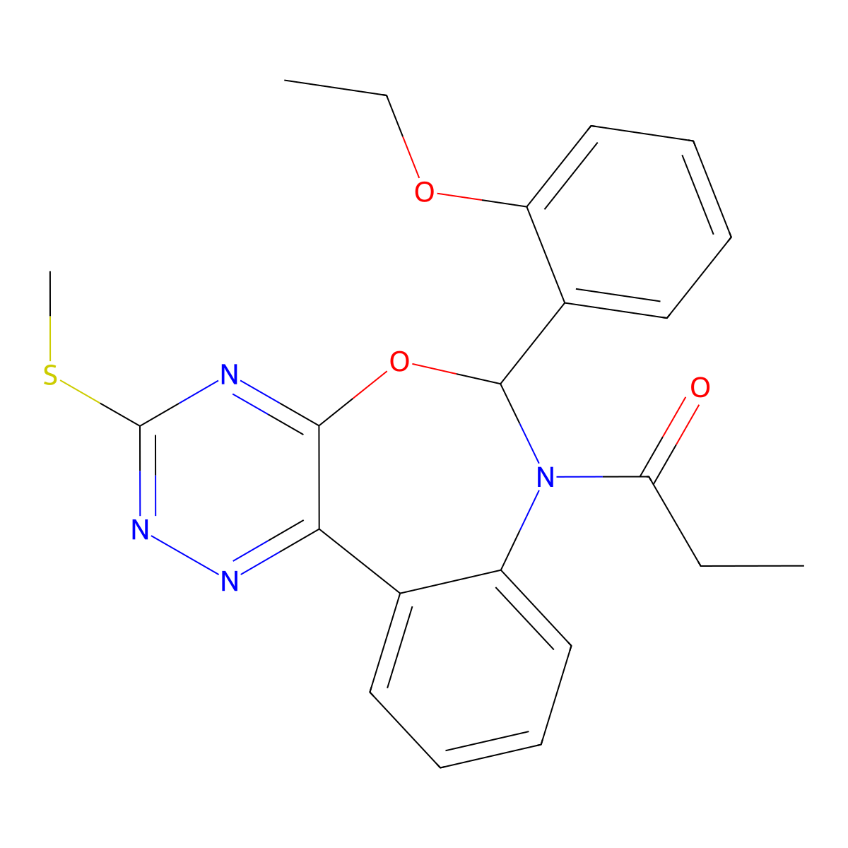 1-[6-(2-ethoxyphenyl)-3-methylsulfanyl-6H-[1,2,4]triazino[5,6-d][3,1]benzoxazepin-7-yl]propan-1-one molecular structure, CAS 430467-66-6