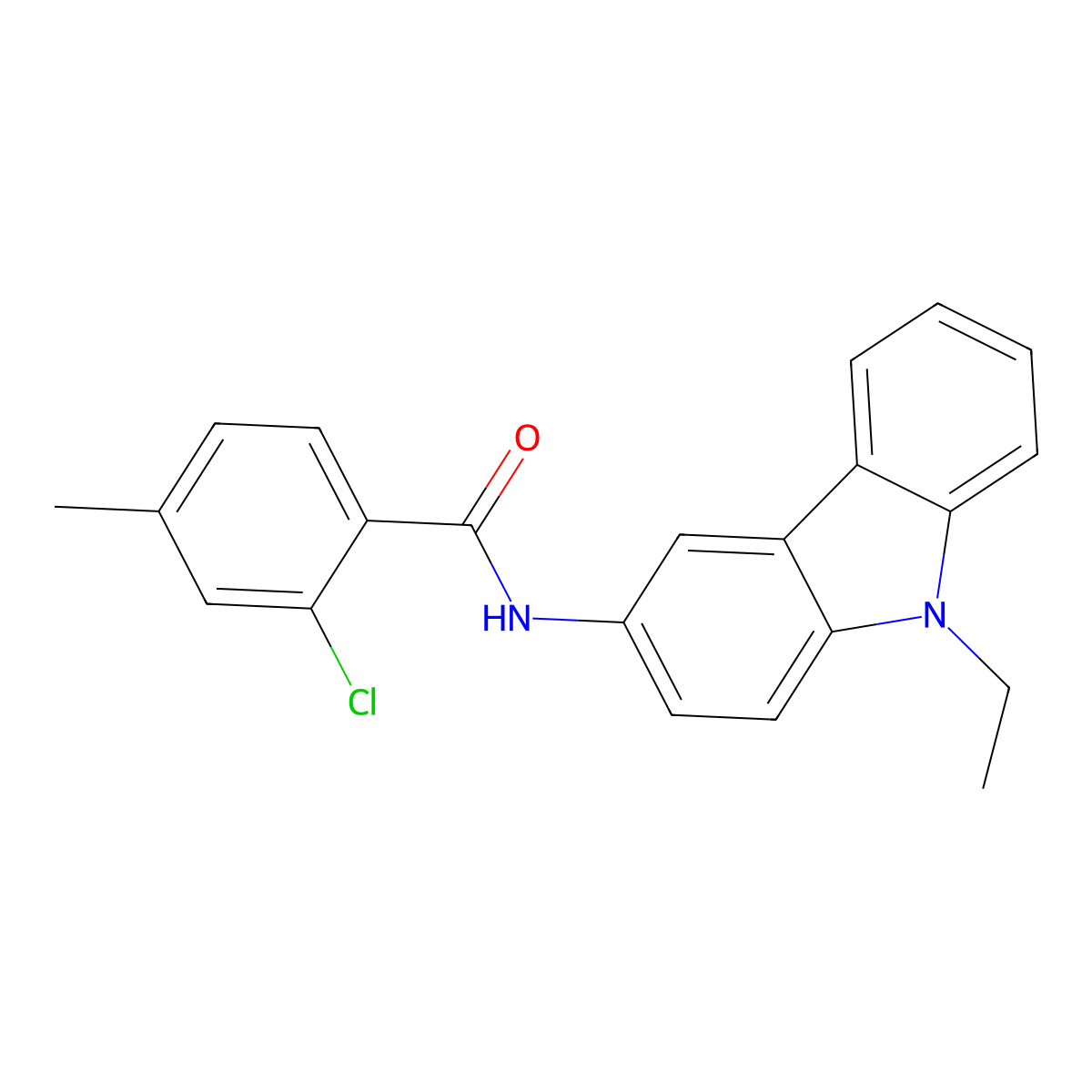 2-chloro-N-(9-ethylcarbazol-3-yl)-4-methylbenzamide molecular structure, CAS 430467-71-3