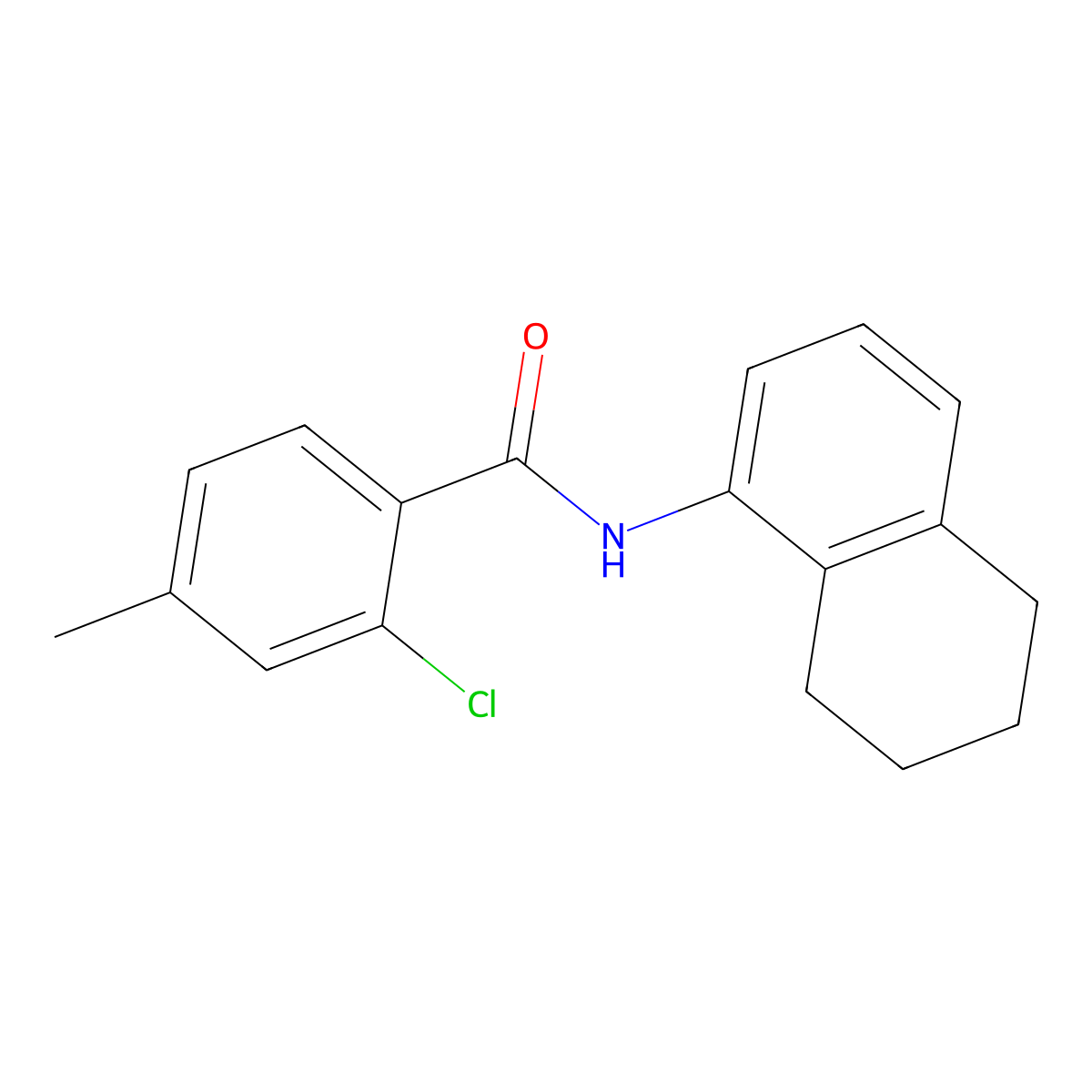 2-chloro-4-methyl-N-(5,6,7,8-tetrahydronaphthalen-1-yl)benzamide molecular structure, CAS 430467-82-6