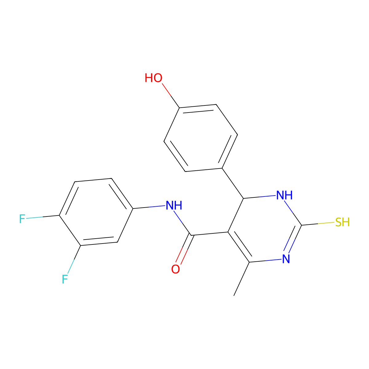 N-(3,4-difluorophenyl)-4-(4-hydroxyphenyl)-6-methyl-2-sulfanylidene-3,4-dihydro-1H-pyrimidine-5-carboxamide molecular structure, CAS 430468-28-3