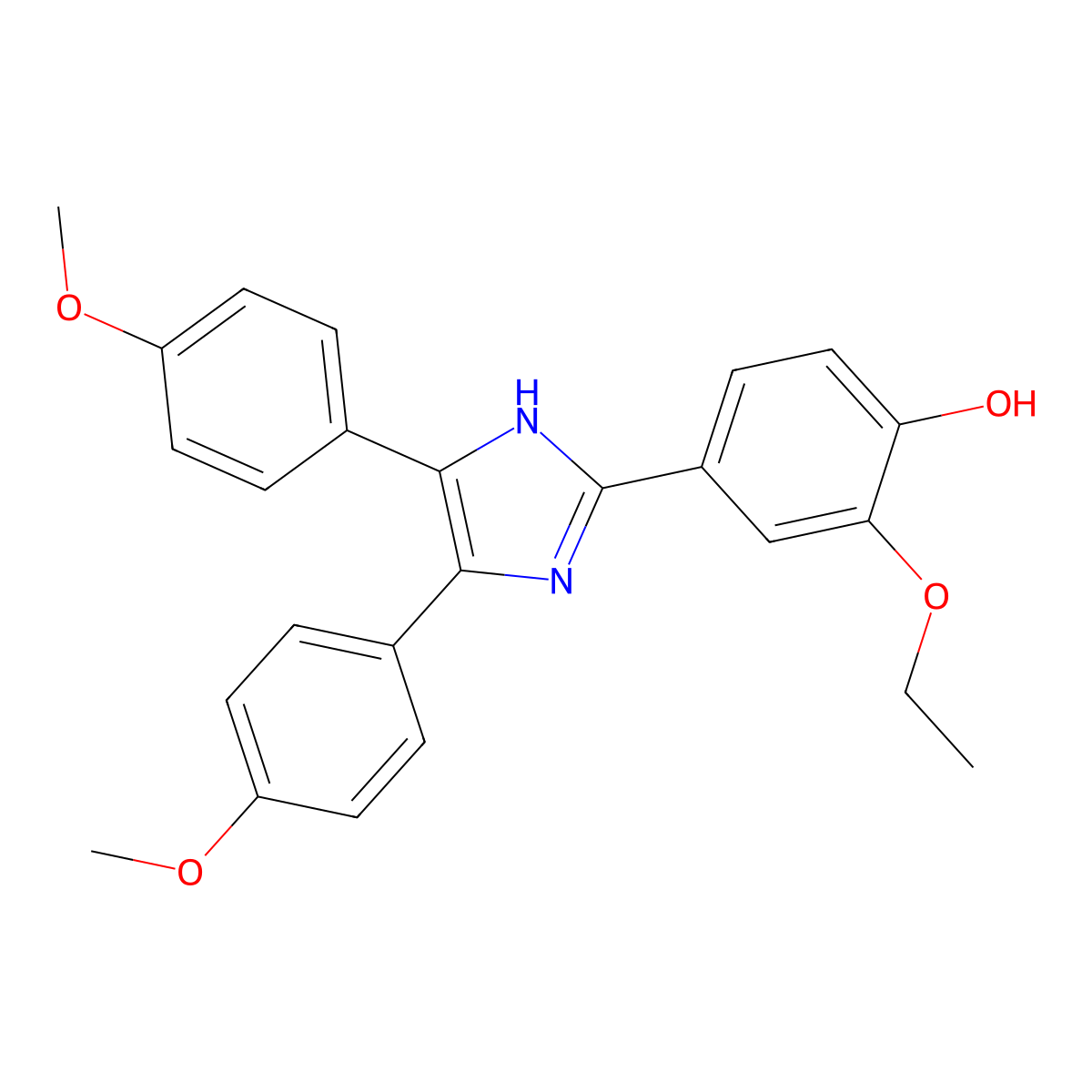 4-(4,5-bis(4-methoxyphenyl)-1H-imidazol-2-yl)-2-ethoxyphenol molecular structure, CAS 430468-77-2