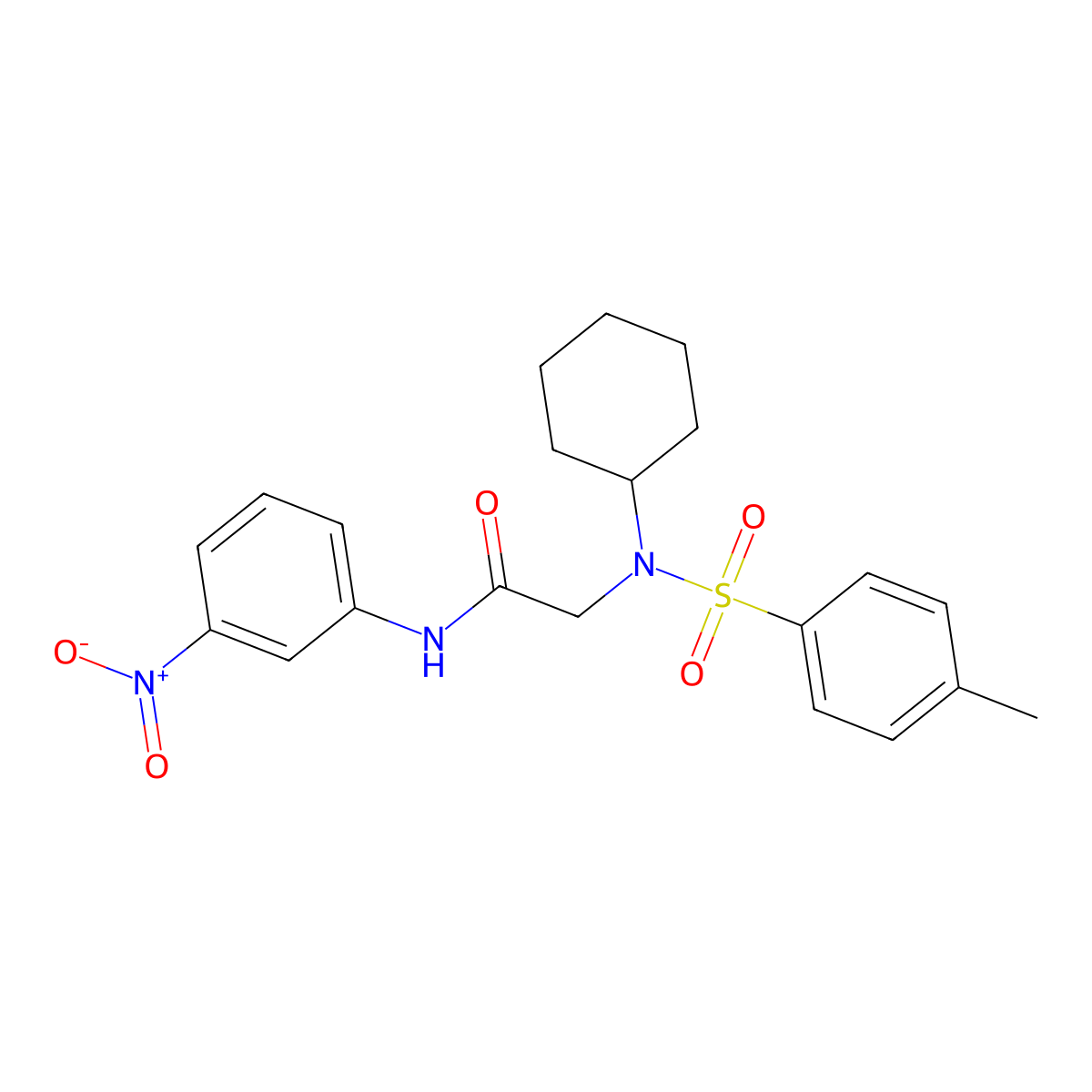 2-[cyclohexyl-(4-methylphenyl)sulfonylamino]-N-(3-nitrophenyl)acetamide molecular structure, CAS 430468-82-9