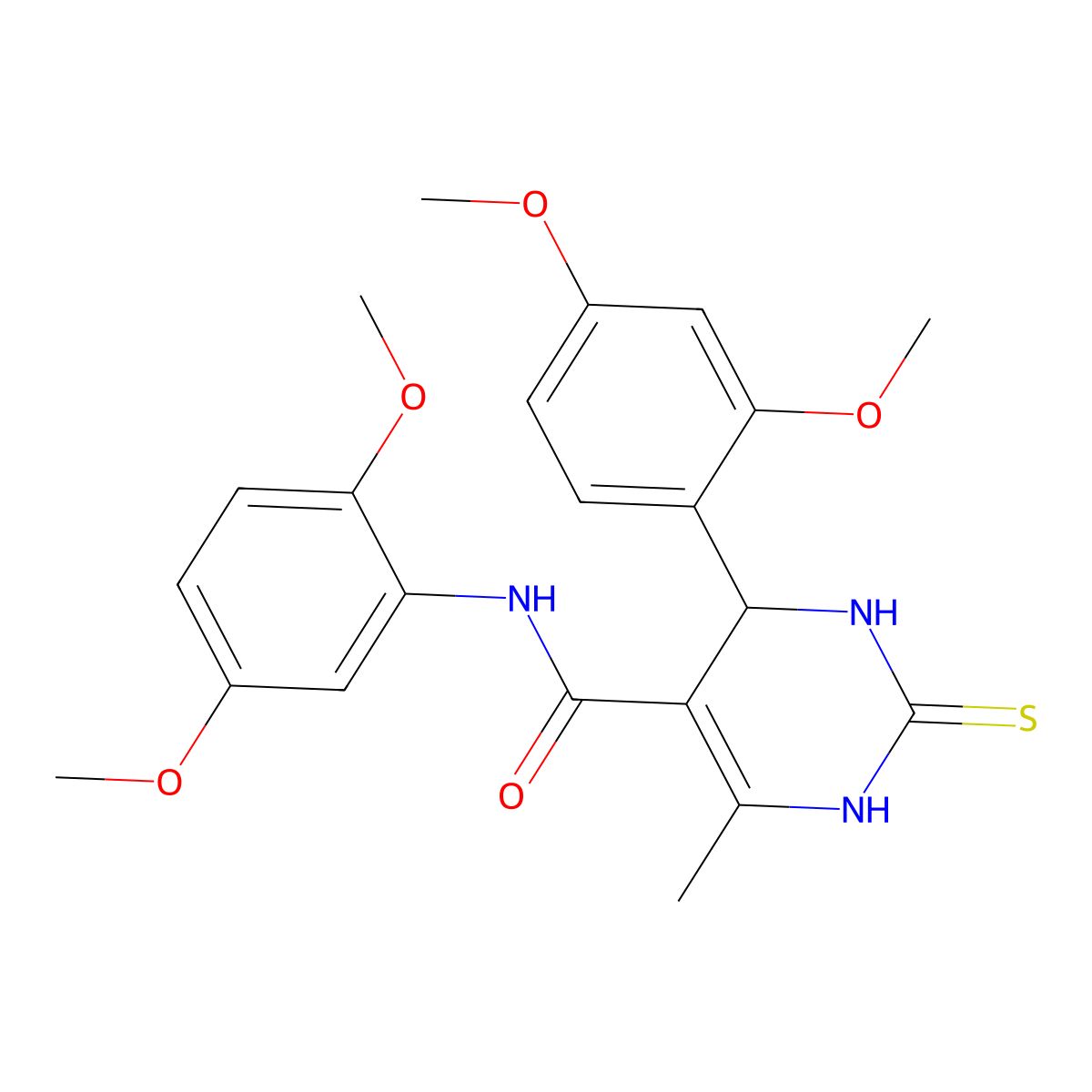 4-(2,4-dimethoxyphenyl)-N-(2,5-dimethoxyphenyl)-6-methyl-2-sulfanylidene-1,2,3,4-tetrahydropyrimidine-5-carboxamide molecular structure, CAS 430469-20-8