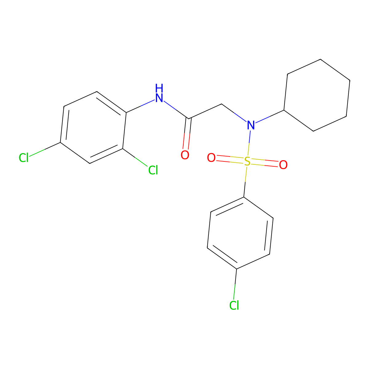 2-[[(4-chlorophenyl)sulfonyl](cyclohexyl)amino]-N-(2,4-dichlorophenyl)acetamide molecular structure, CAS 430469-26-4
