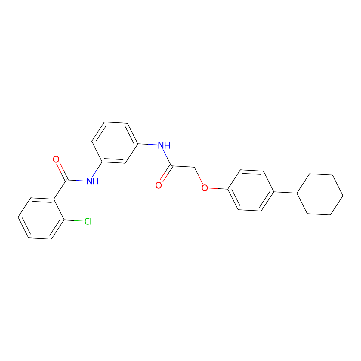 2-chloro-N-(3-{[(4-cyclohexylphenoxy)acetyl]amino}phenyl)benzamide molecular structure, CAS 430469-33-3