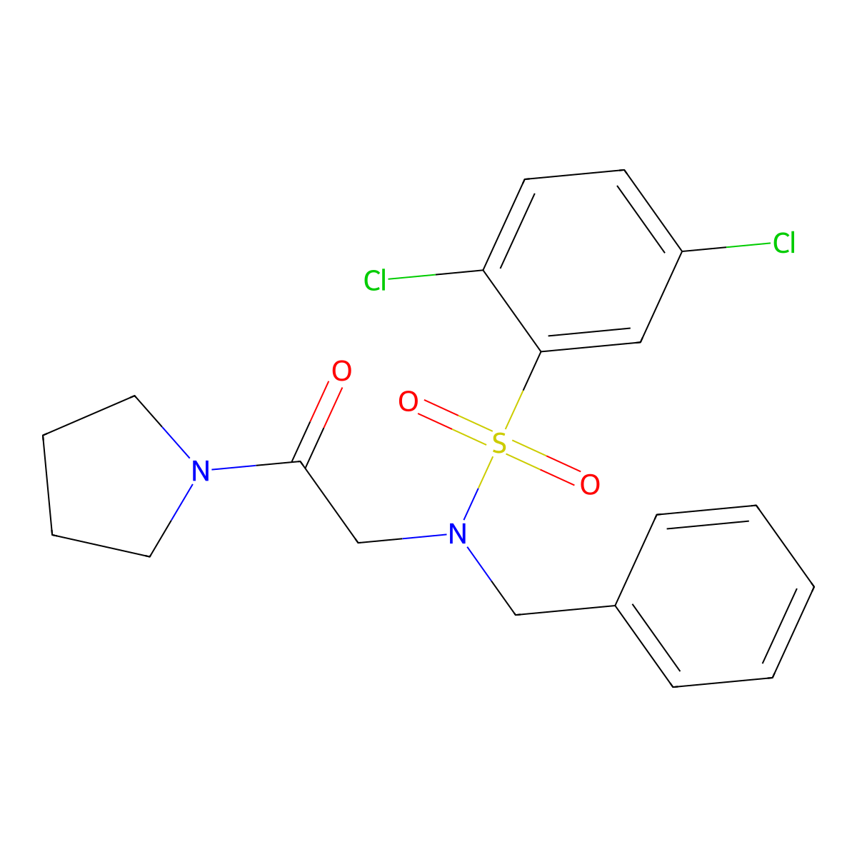 N-benzyl-2,5-dichloro-N-(2-oxo-2-pyrrolidin-1-ylethyl)benzenesulfonamide molecular structure, CAS 430469-43-5