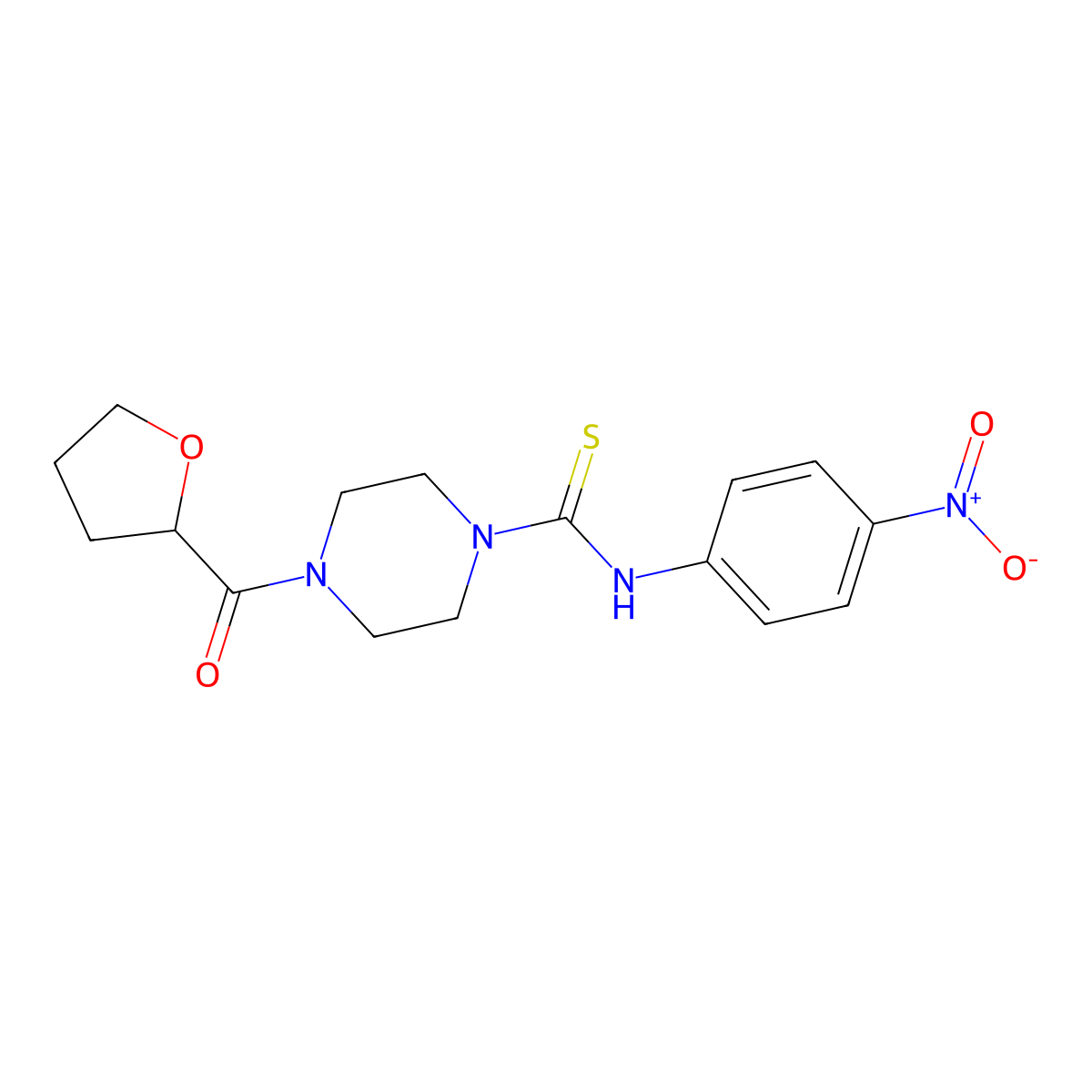 N-(4-nitrophenyl)-4-(oxolane-2-carbonyl)piperazine-1-carbothioamide molecular structure, CAS 430469-49-1