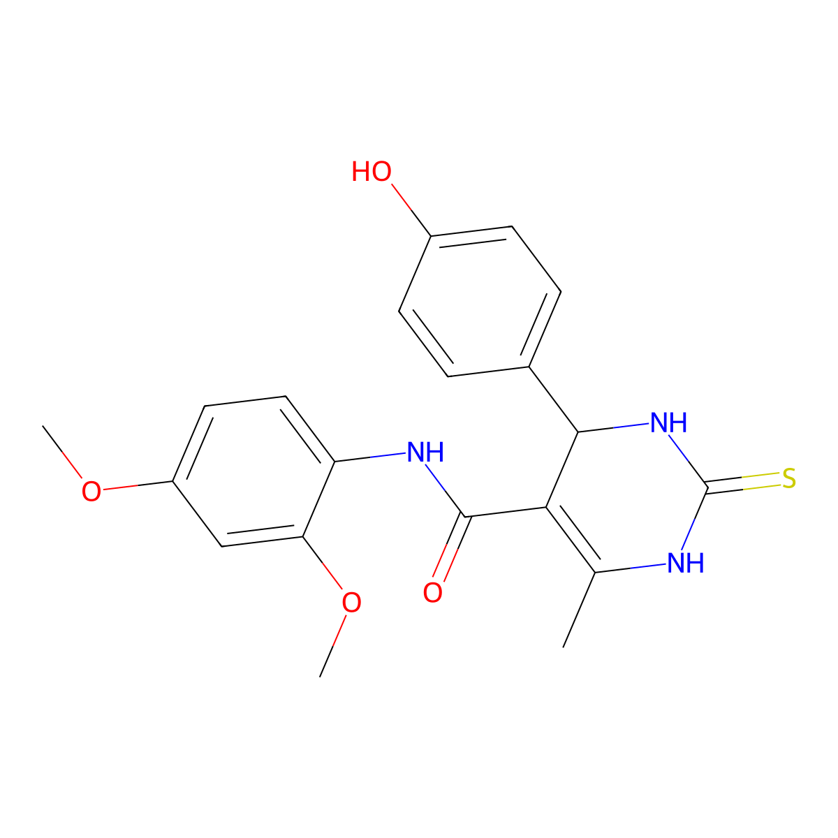 N-(2,4-dimethoxyphenyl)-4-(4-hydroxyphenyl)-6-methyl-2-thioxo-1,2,3,4-tetrahydropyrimidine-5-carboxamide molecular structure, CAS 430470-03-4