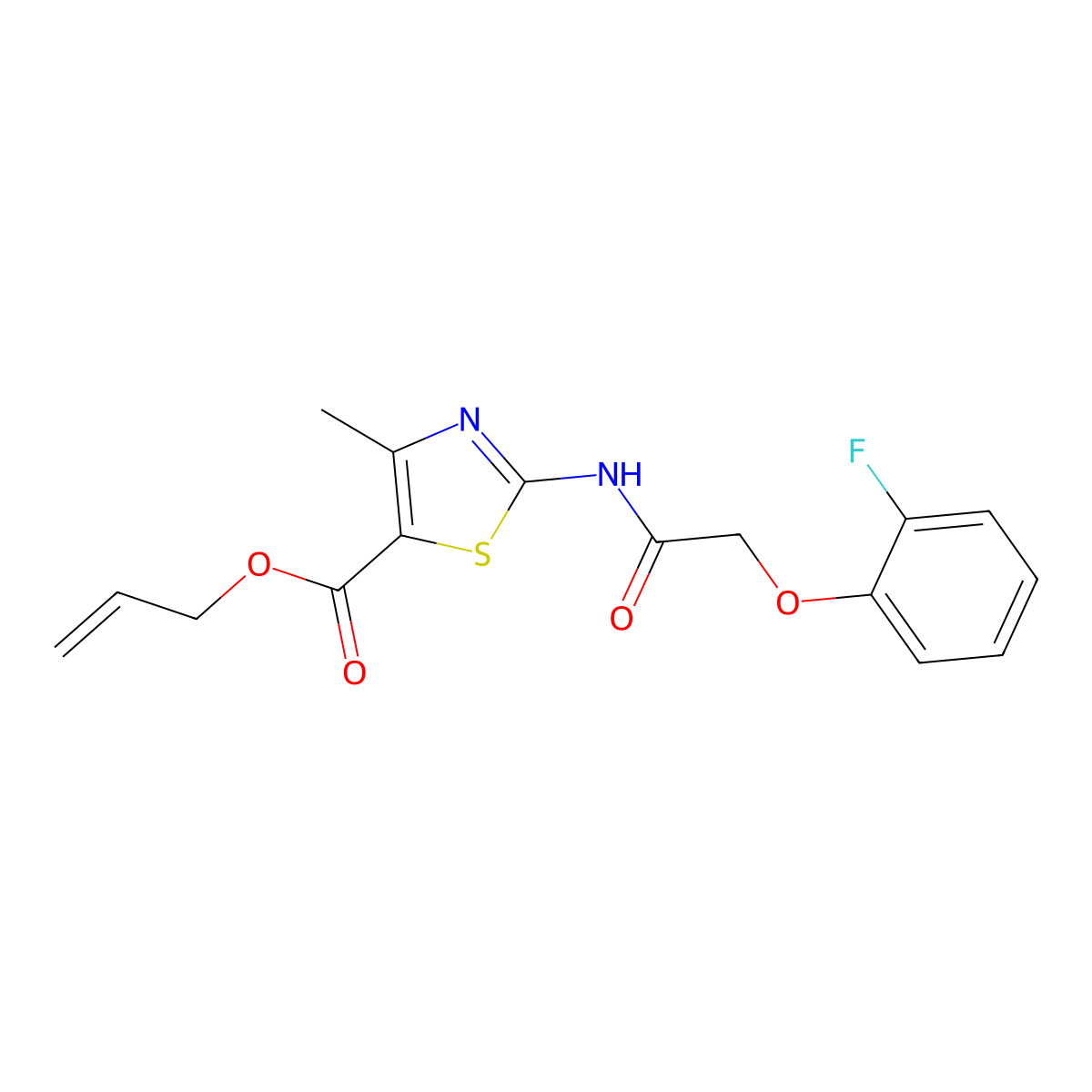 Prop-2-en-1-yl 2-{[(2-fluorophenoxy)acetyl]amino}-4-methyl-1,3-thiazole-5-carboxylate molecular structure, CAS 430470-10-3