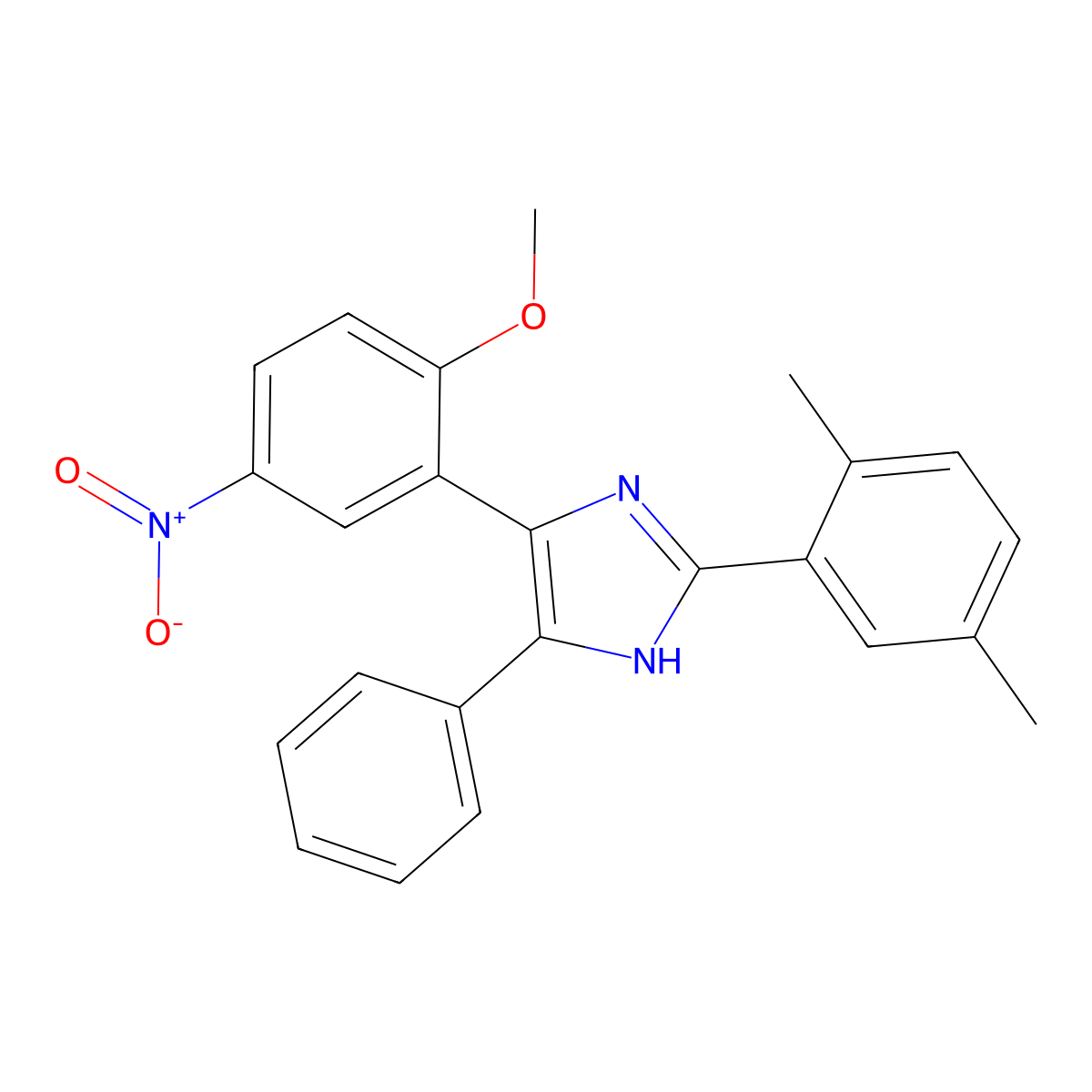 2-(2,5-dimethylphenyl)-5-(2-methoxy-5-nitrophenyl)-4-phenyl-1H-imidazole molecular structure, CAS 430470-17-0