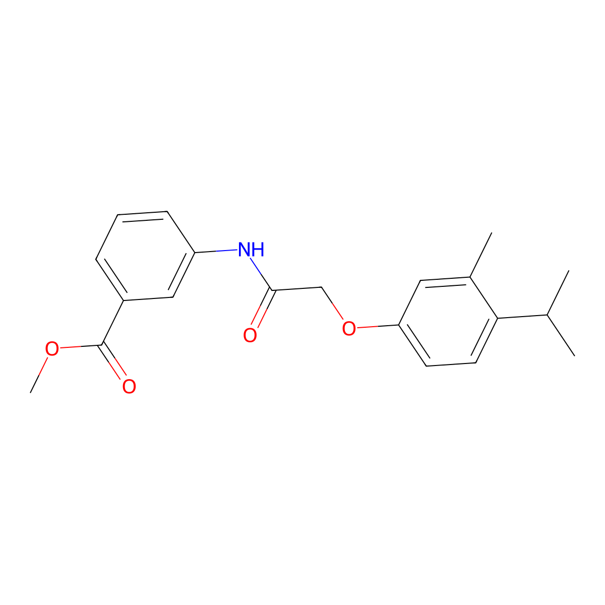 Methyl 3-{[(4-isopropyl-3-methylphenoxy)acetyl]amino}benzoate molecular structure, CAS 430470-37-4