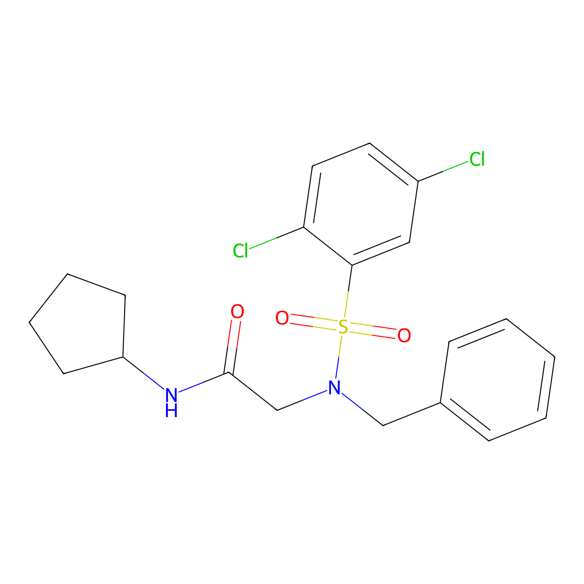 2-[benzyl-(2,5-dichlorophenyl)sulfonylamino]-N-cyclopentylacetamide molecular structure, CAS 430470-42-1