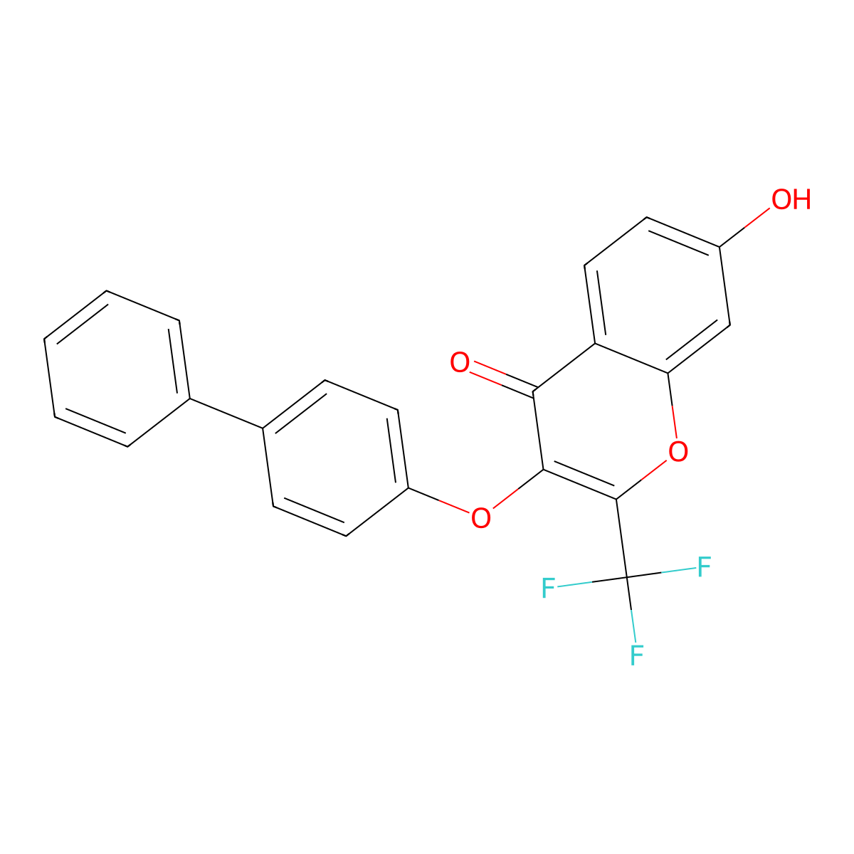 7-Hydroxy-3-(4-phenylphenoxy)-2-(trifluoromethyl)chromen-4-one molecular structure, CAS 430470-51-2