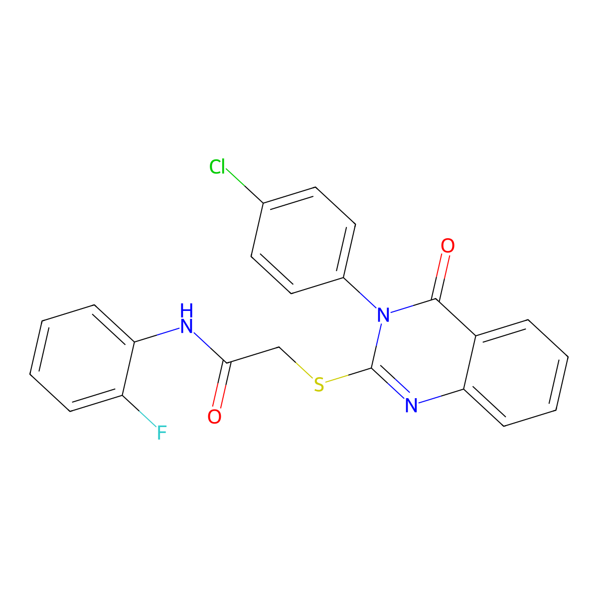 2-((3-(4-CL-PH)-4-Oxo-3,4-dihydro-2-quinazolinyl)thio)-N-(2-F-phenyl)acetamide molecular structure, CAS 430470-66-9