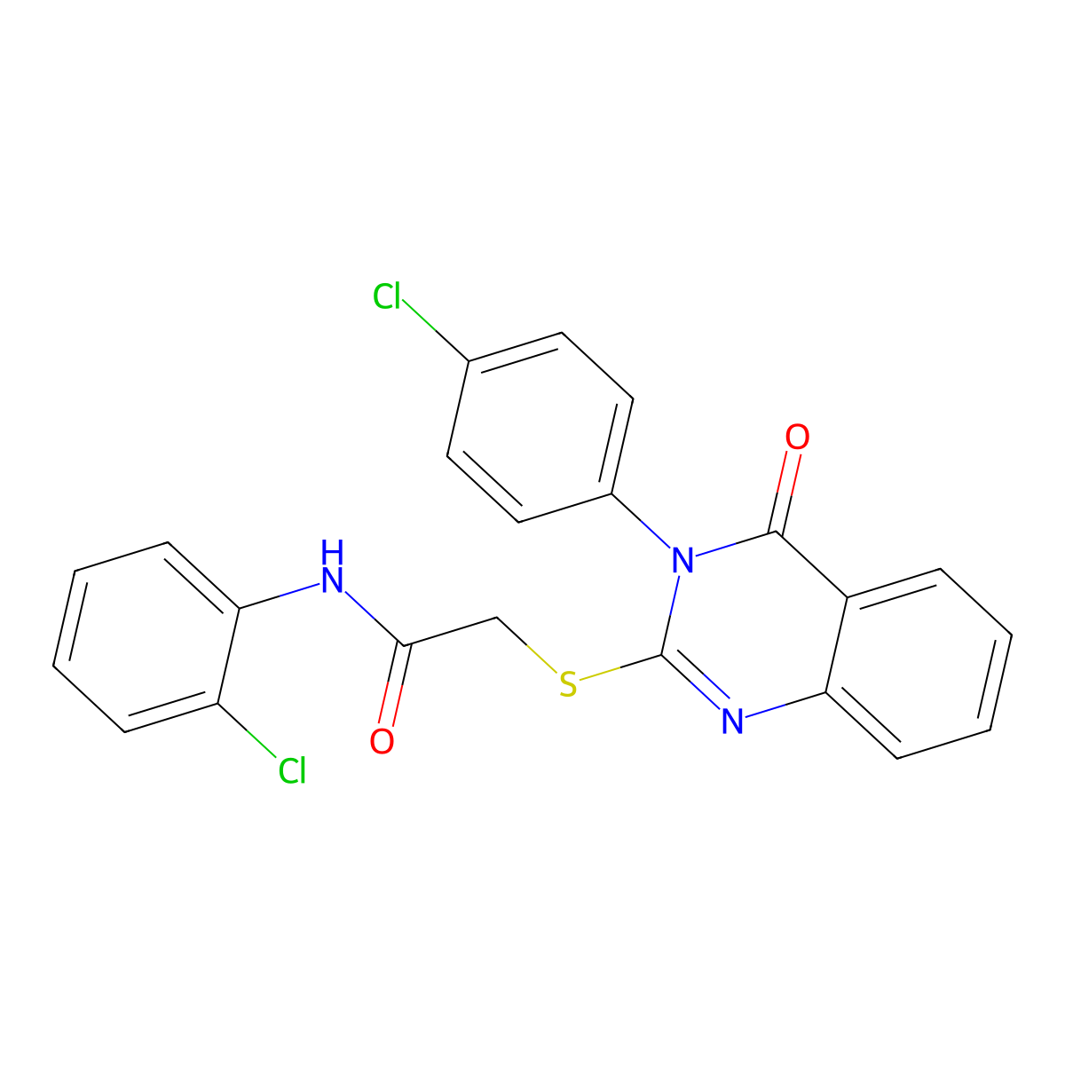 N-(2-chlorophenyl)-2-[3-(4-chlorophenyl)-4-oxoquinazolin-2-yl]sulfanylacetamide molecular structure, CAS 430471-19-5