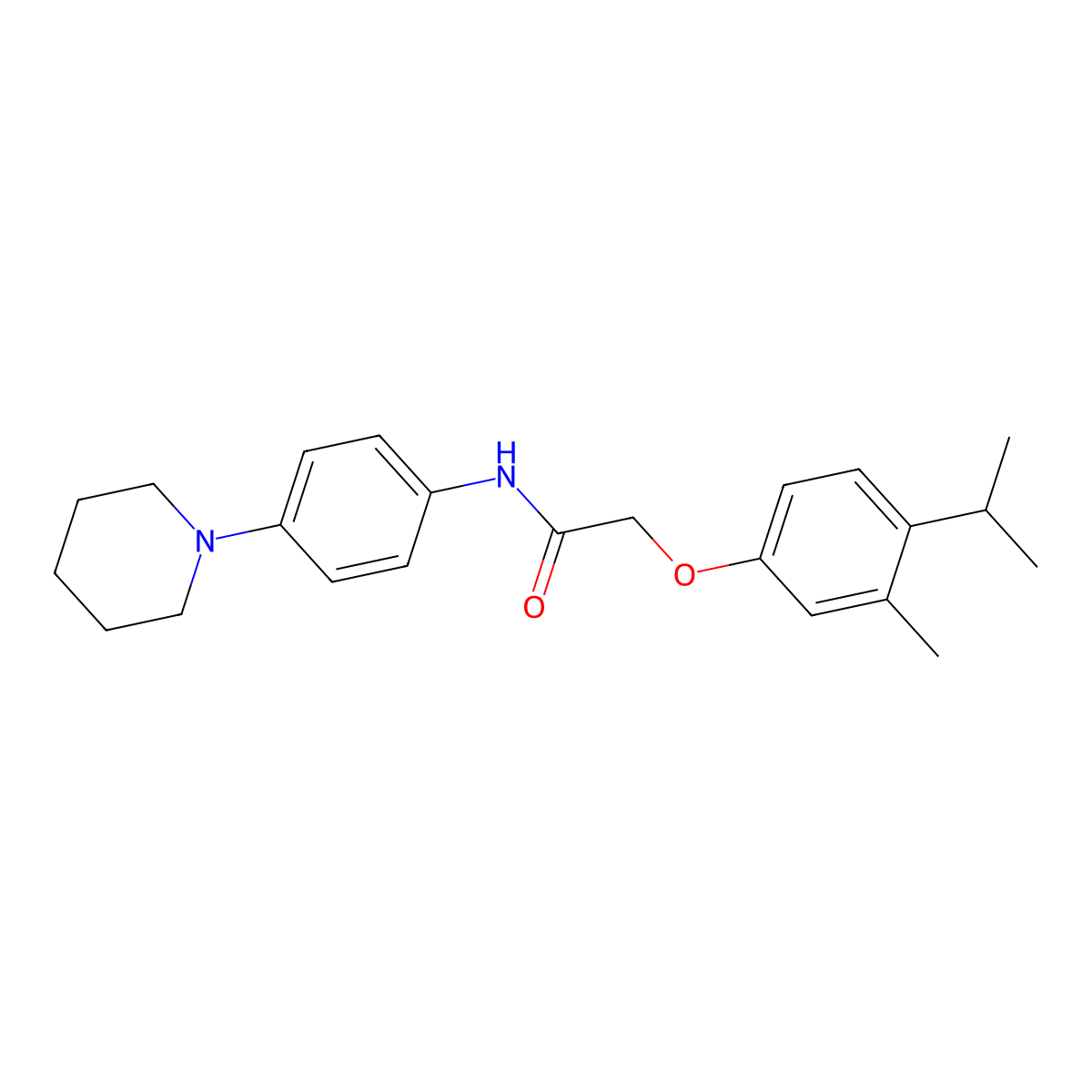 2-[3-methyl-4-(propan-2-yl)phenoxy]-N-[4-(piperidin-1-yl)phenyl]acetamide molecular structure, CAS 430471-26-4