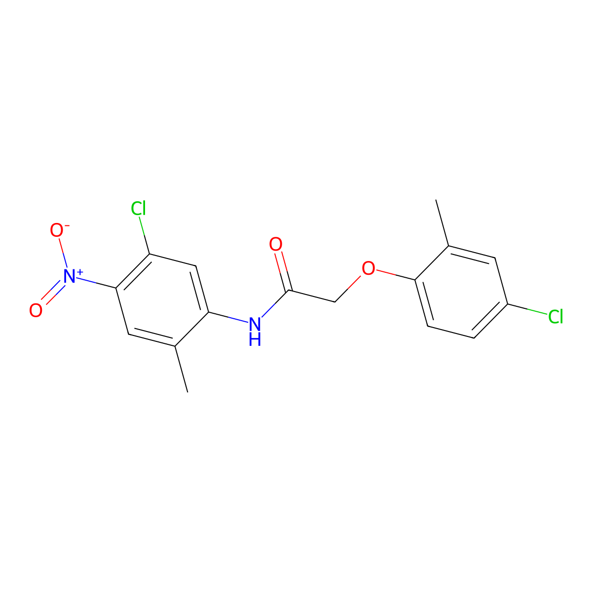 N-(5-chloro-2-methyl-4-nitrophenyl)-2-(4-chloro-2-methylphenoxy)acetamide molecular structure, CAS 430471-49-1
