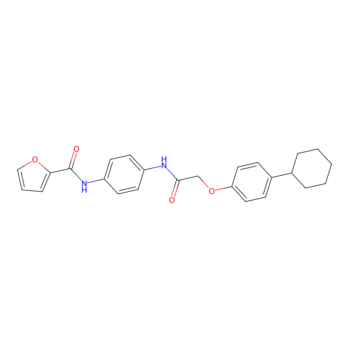 N-[4-[[2-(4-cyclohexylphenoxy)acetyl]amino]phenyl]furan-2-carboxamide molecular structure, CAS 430471-58-2