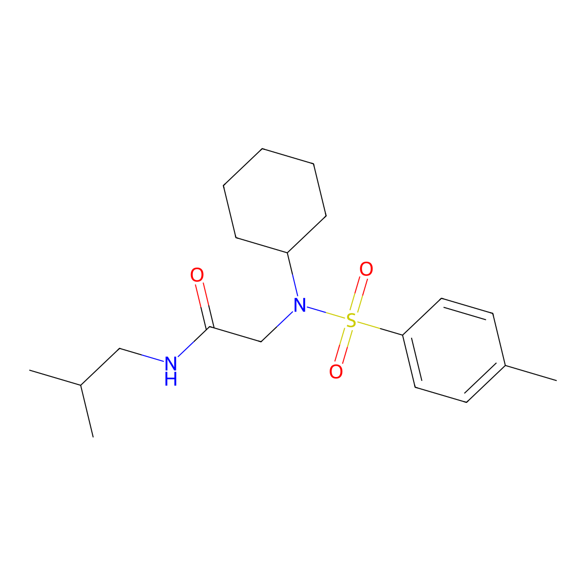 2-[cyclohexyl-(4-methylphenyl)sulfonylamino]-N-(2-methylpropyl)acetamide molecular structure, CAS 430471-61-7