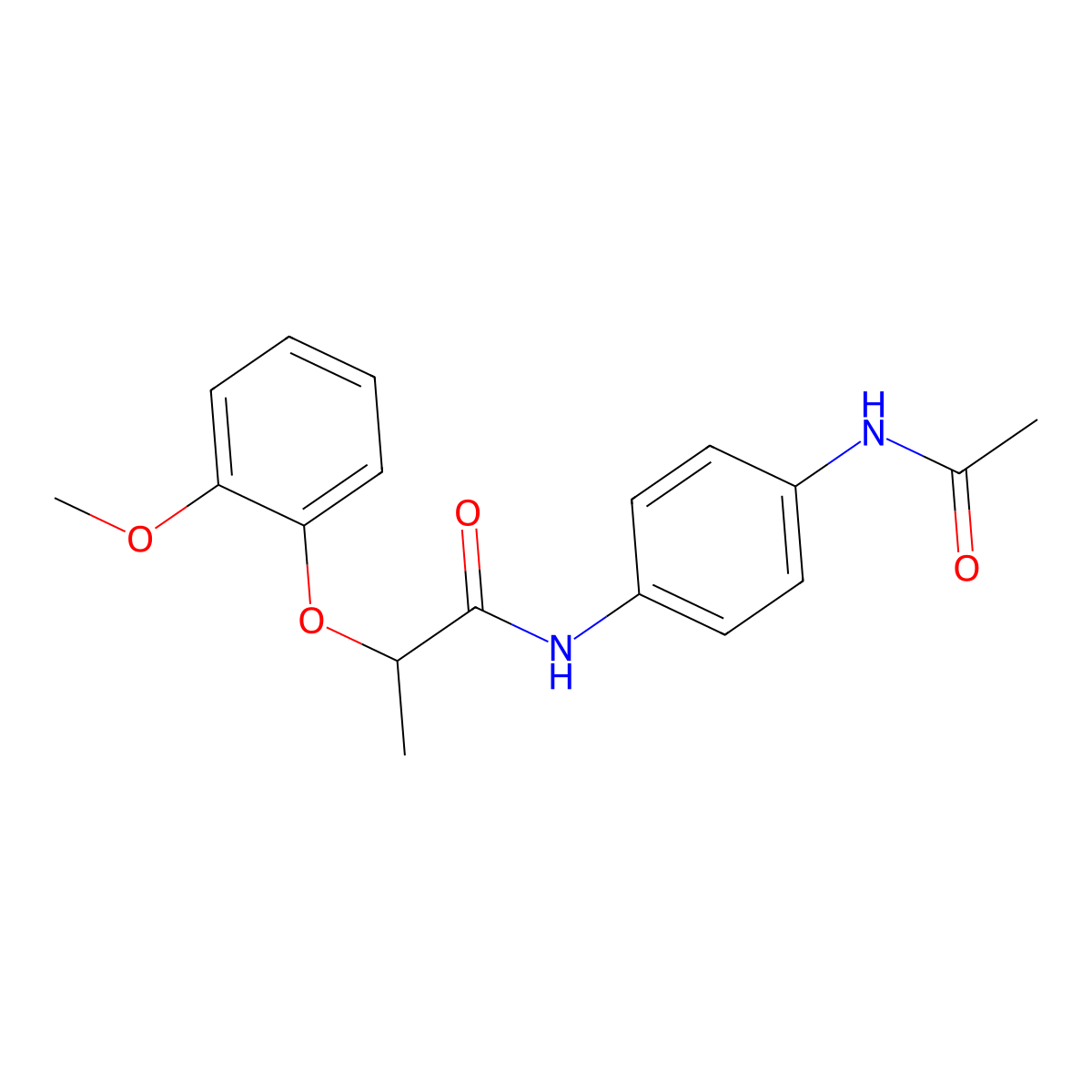 N-(4-acetamidophenyl)-2-(2-methoxyphenoxy)propanamide molecular structure, CAS 430471-84-4