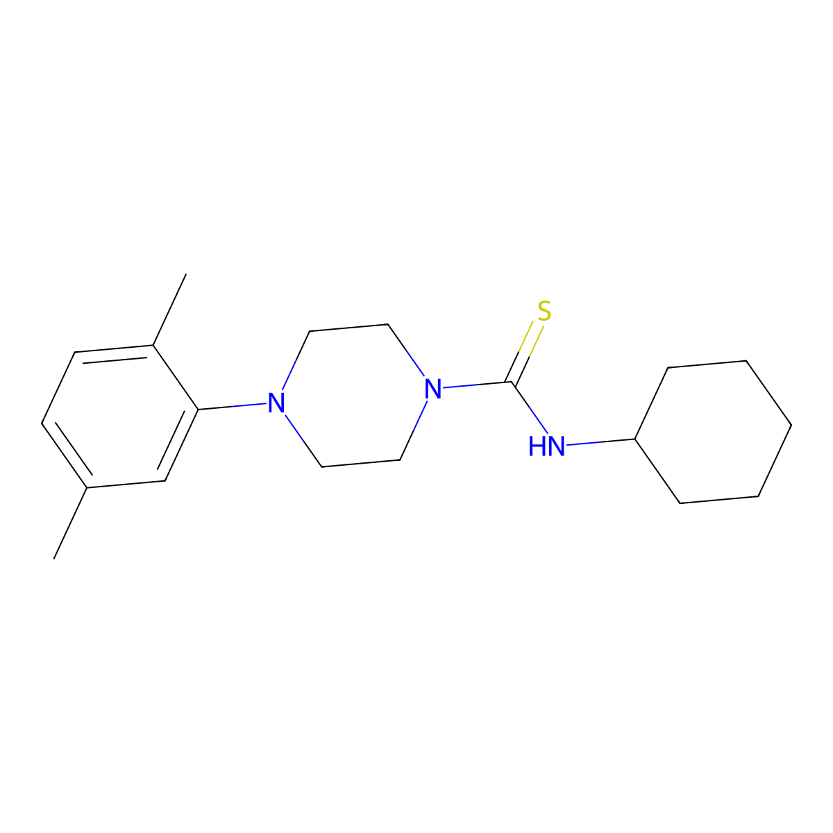 N-cyclohexyl-4-(2,5-dimethylphenyl)piperazine-1-carbothioamide molecular structure, CAS 430471-87-7