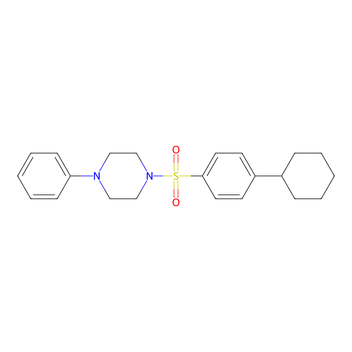 1-((4-Cyclohexylphenyl)sulfonyl)-4-phenylpiperazine molecular structure, CAS 430471-95-7