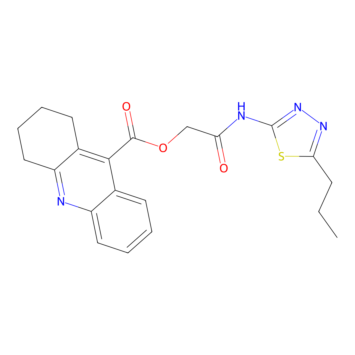 2-Oxo-2-((5-propyl-1,3,4-thiadiazol-2-yl)amino)ethyl 1,2,3,4-tetrahydroacridine-9-carboxylate molecular structure, CAS 430472-03-0