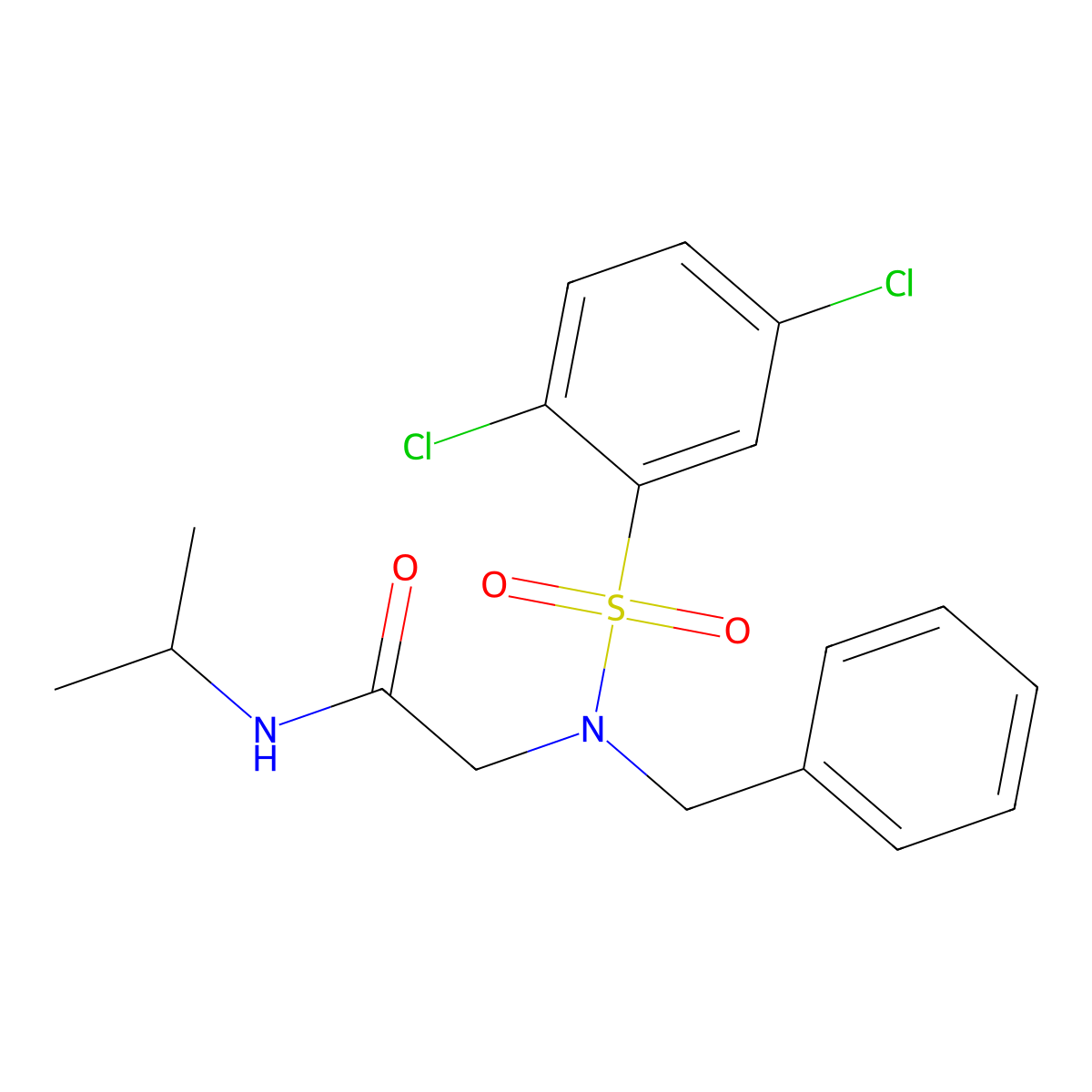 2-[benzyl-(2,5-dichlorophenyl)sulfonylamino]-N-propan-2-ylacetamide molecular structure, CAS 430472-15-4