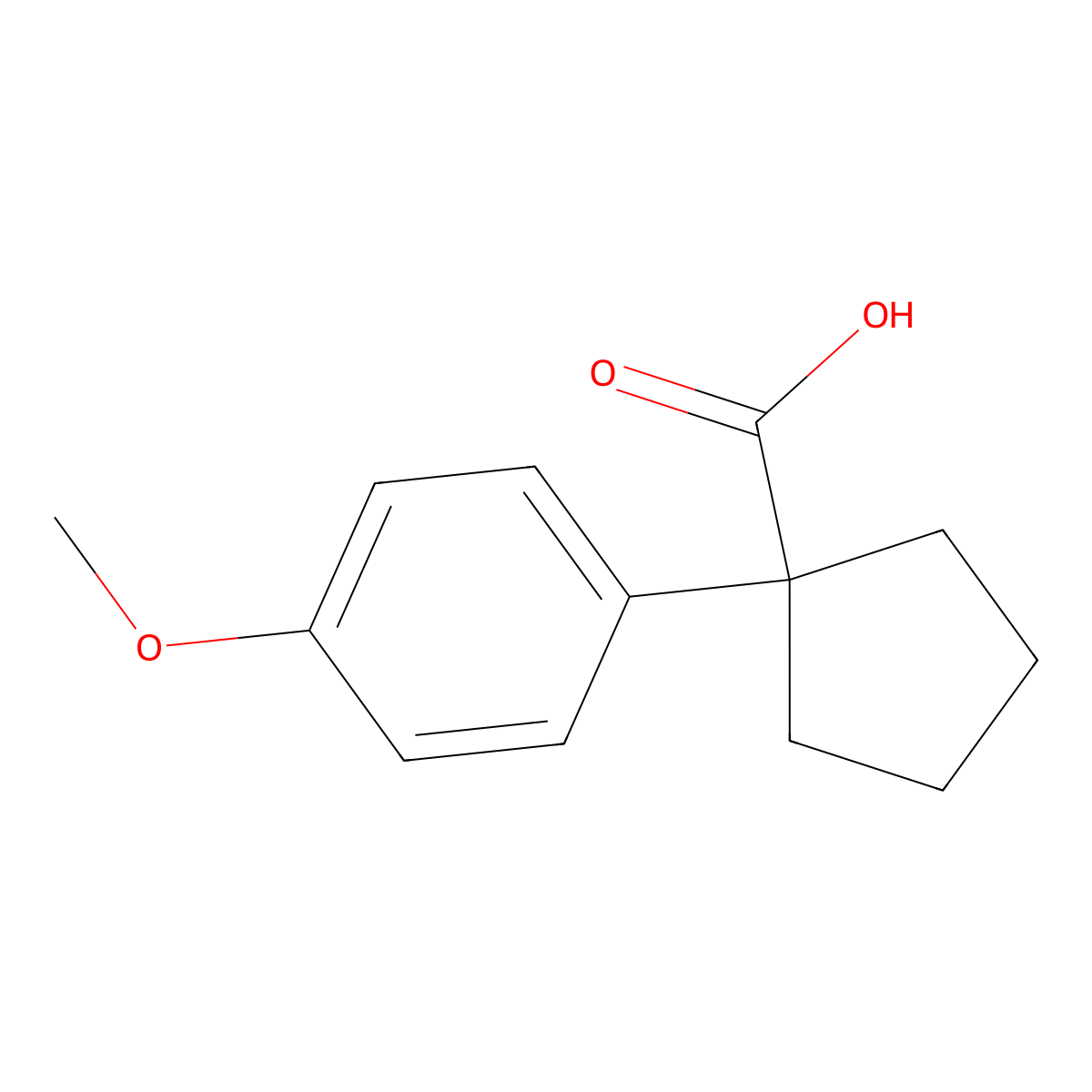 1-(4-Methoxyphenyl)cyclopentane-1-carboxylic acid molecular structure, CAS 43050-28-8