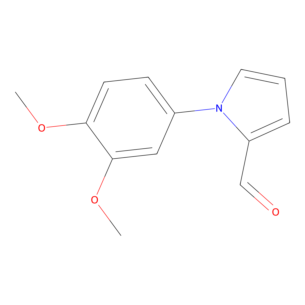 1-(3,4-dimethoxyphenyl)-1H-pyrrole-2-carbaldehyde molecular structure, CAS 43053-78-7