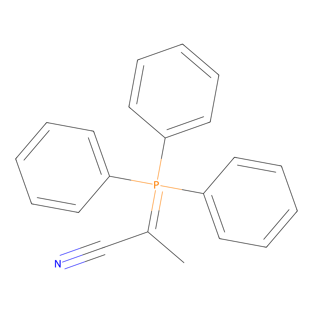 2-(Triphenylphosphoranylidene)propanenitrile molecular structure, CAS 43055-47-6