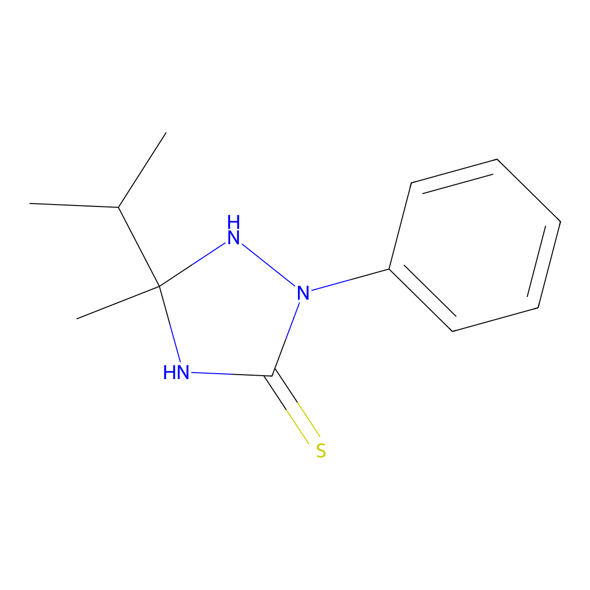 5-Isopropyl-5-methyl-2-phenyl-[1,2,4]triazolidine-3-thione molecular structure, CAS 43057-33-6