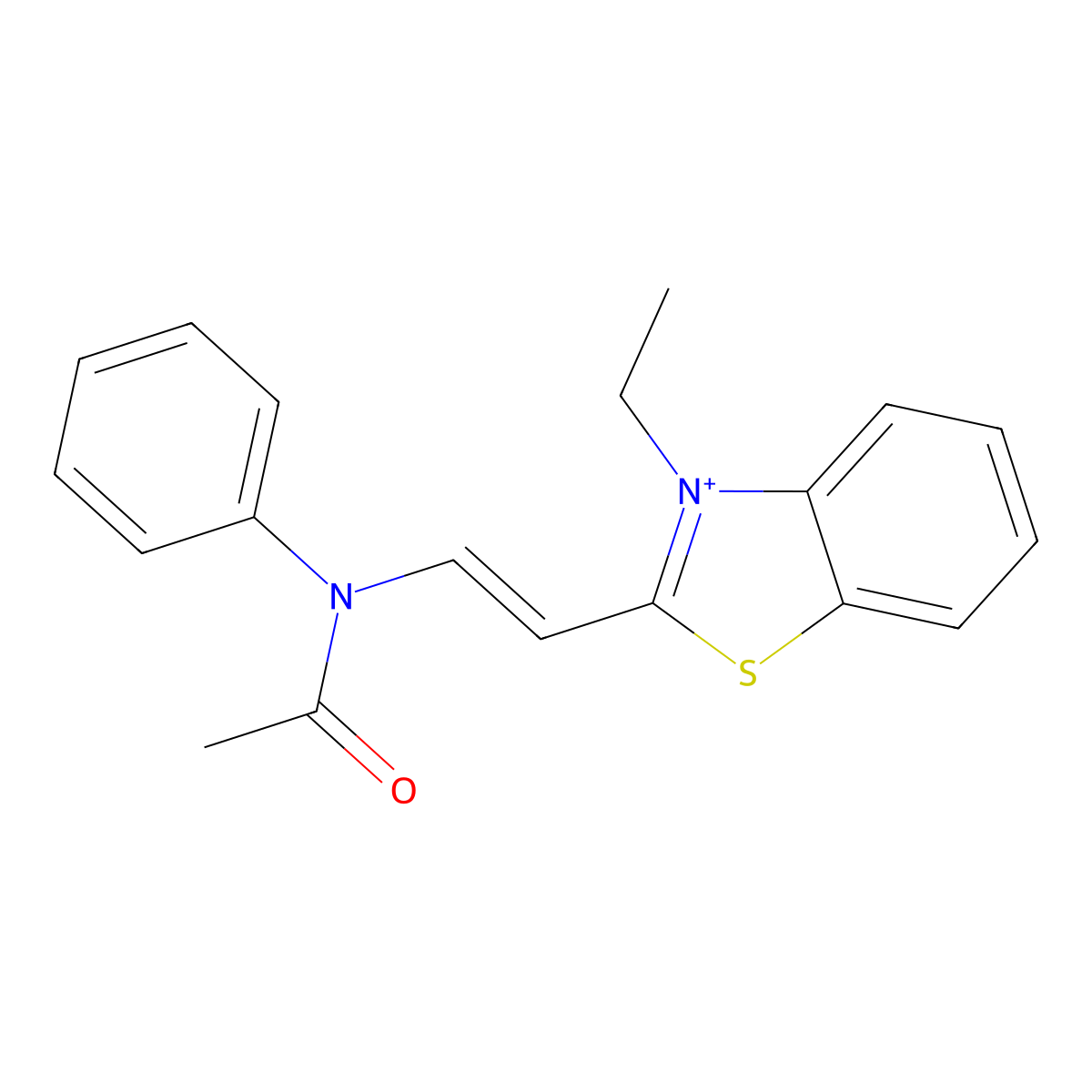 Benzothiazolium, 2-[2-(acetylphenylamino)ethenyl]-3-ethyl- molecular structure, CAS 43061-75-2