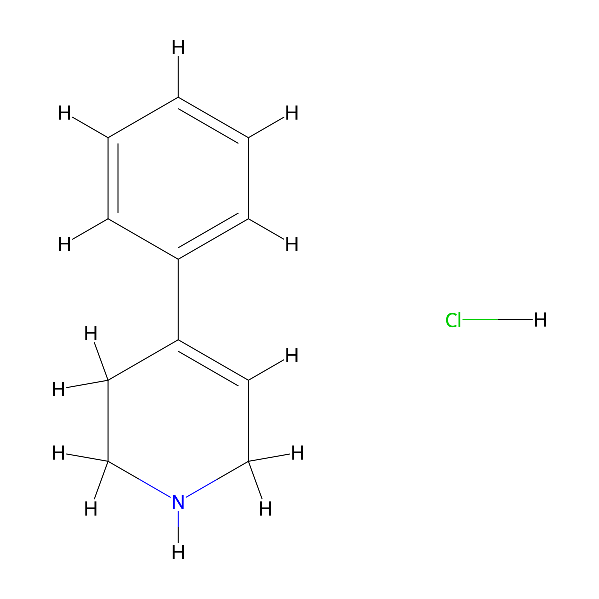 4-Phenyl-1,2,3,6-tetrahydropyridine hydrochloride molecular structure, CAS 43064-12-6