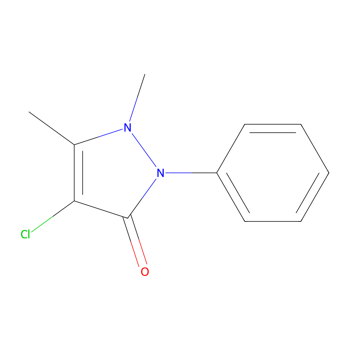 4-Chloro-2,3-dimethyl-1-phenyl-3-pyrazolin-5-one molecular structure, CAS 43068-92-4