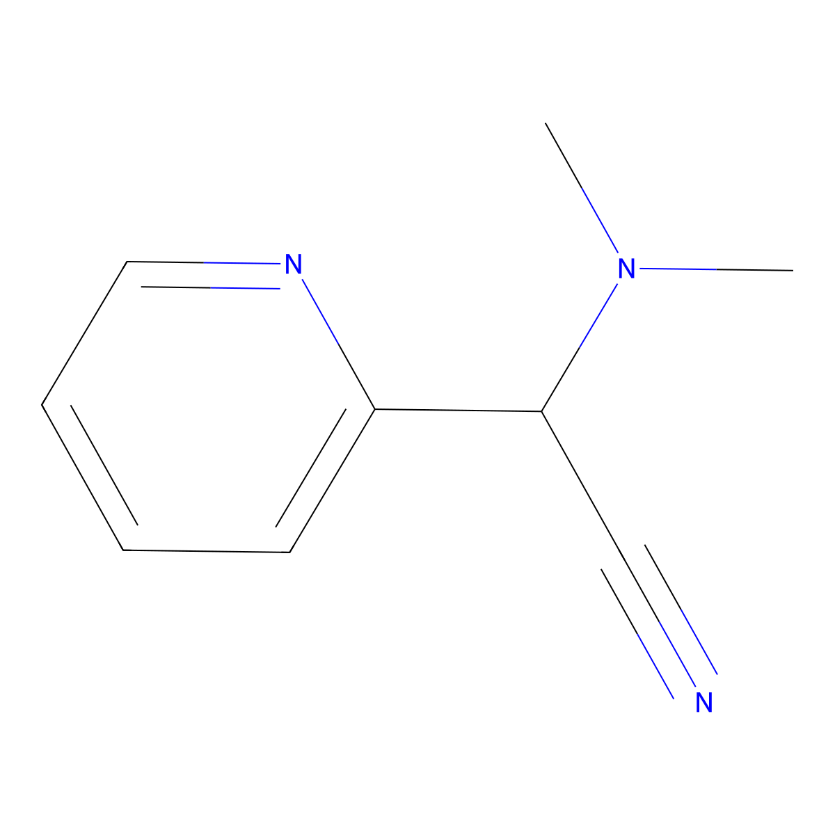 2-Dimethylamino-2-(2-pyridyl)acetonitrile molecular structure, CAS 43071-06-3