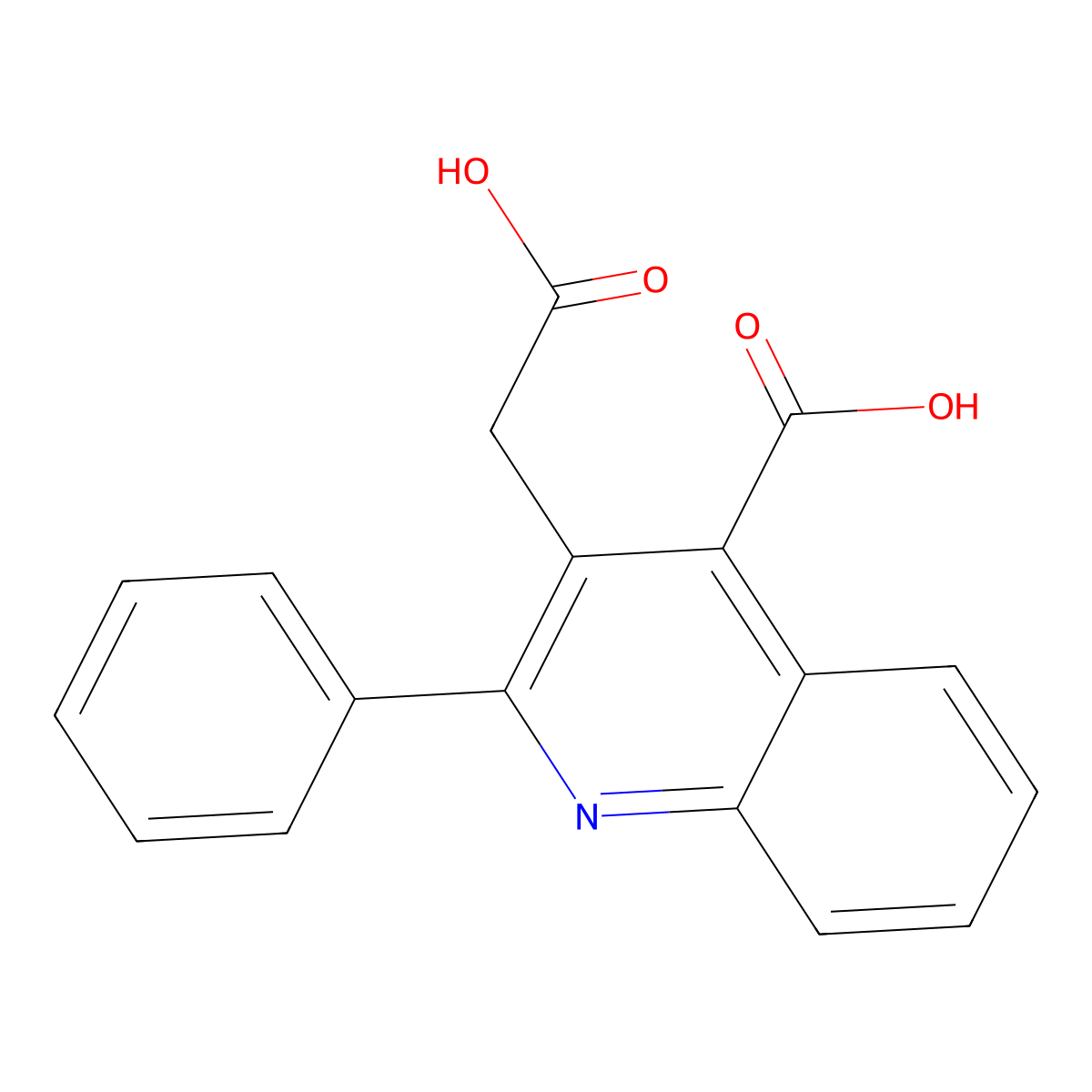 4-carboxy-2-phenyl-3-Quinolineacetic acid molecular structure, CAS 43071-31-4