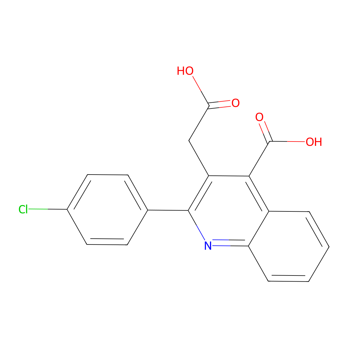 3-(Carboxymethyl)-2-(4-chlorophenyl)quinoline-4-carboxylic acid molecular structure, CAS 43071-32-5
