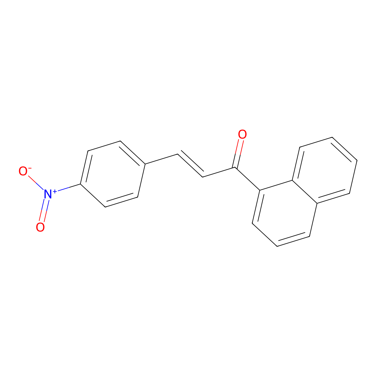 2-Propen-1-one, 1-(1-naphthalenyl)-3-(4-nitrophenyl)- molecular structure, CAS 43073-71-8