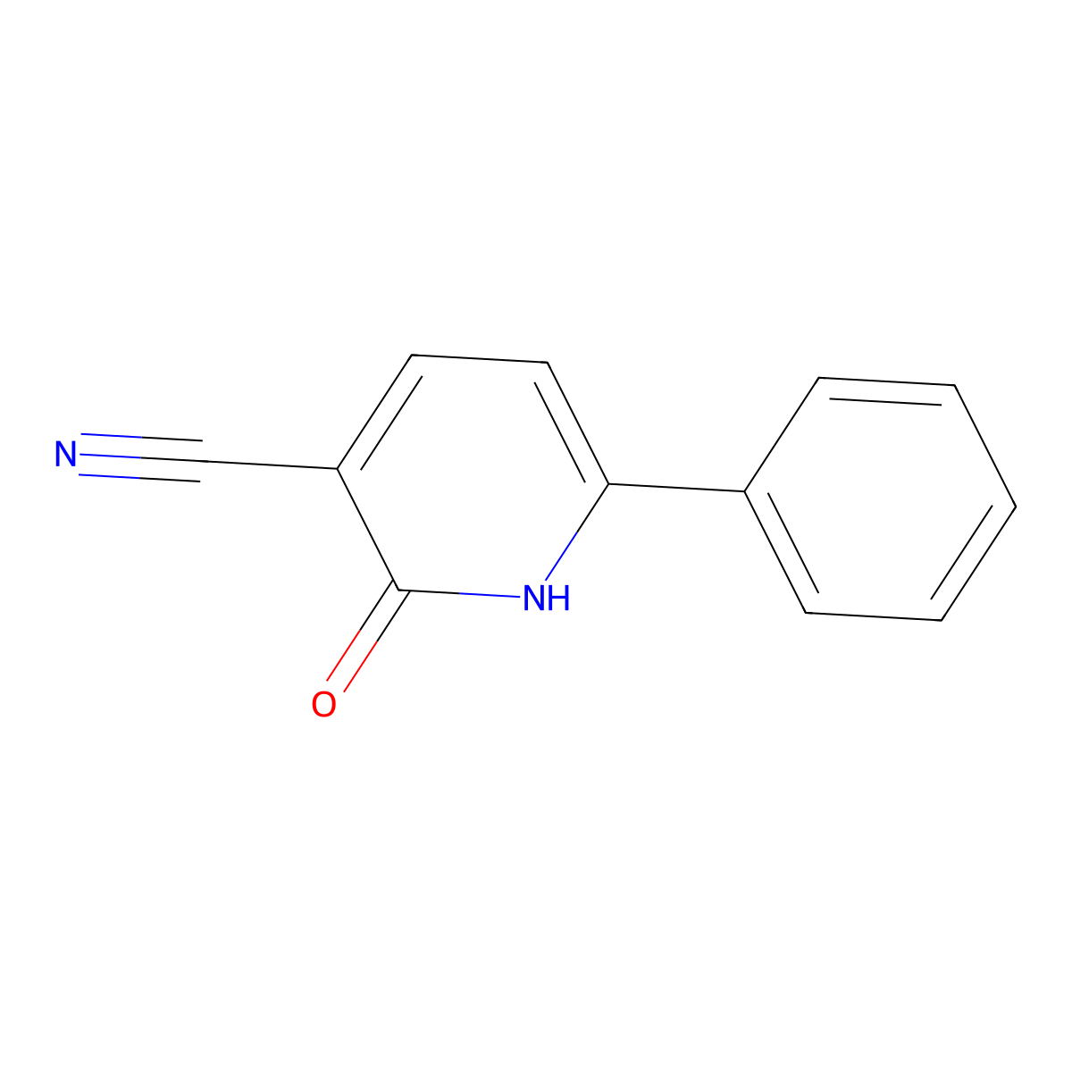 2-Oxo-6-phenyl-1,2-dihydropyridine-3-carbonitrile molecular structure, CAS 43083-13-2