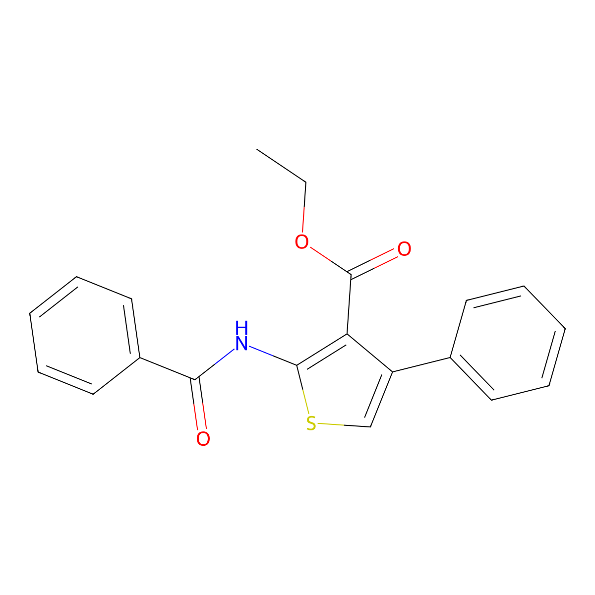 Ethyl 2-benzamido-4-phenylthiophene-3-carboxylate molecular structure, CAS 43088-49-9