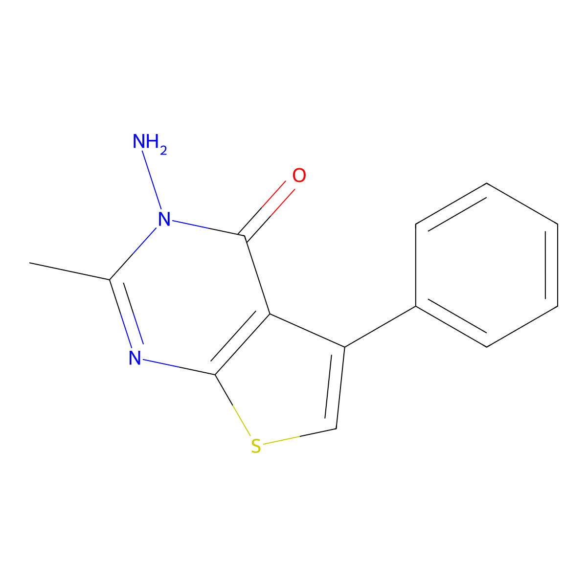 Thieno(2,3-d)pyrimidin-4(3H)-one, 3-amino-2-methyl-5-phenyl- molecular structure, CAS 43088-51-3