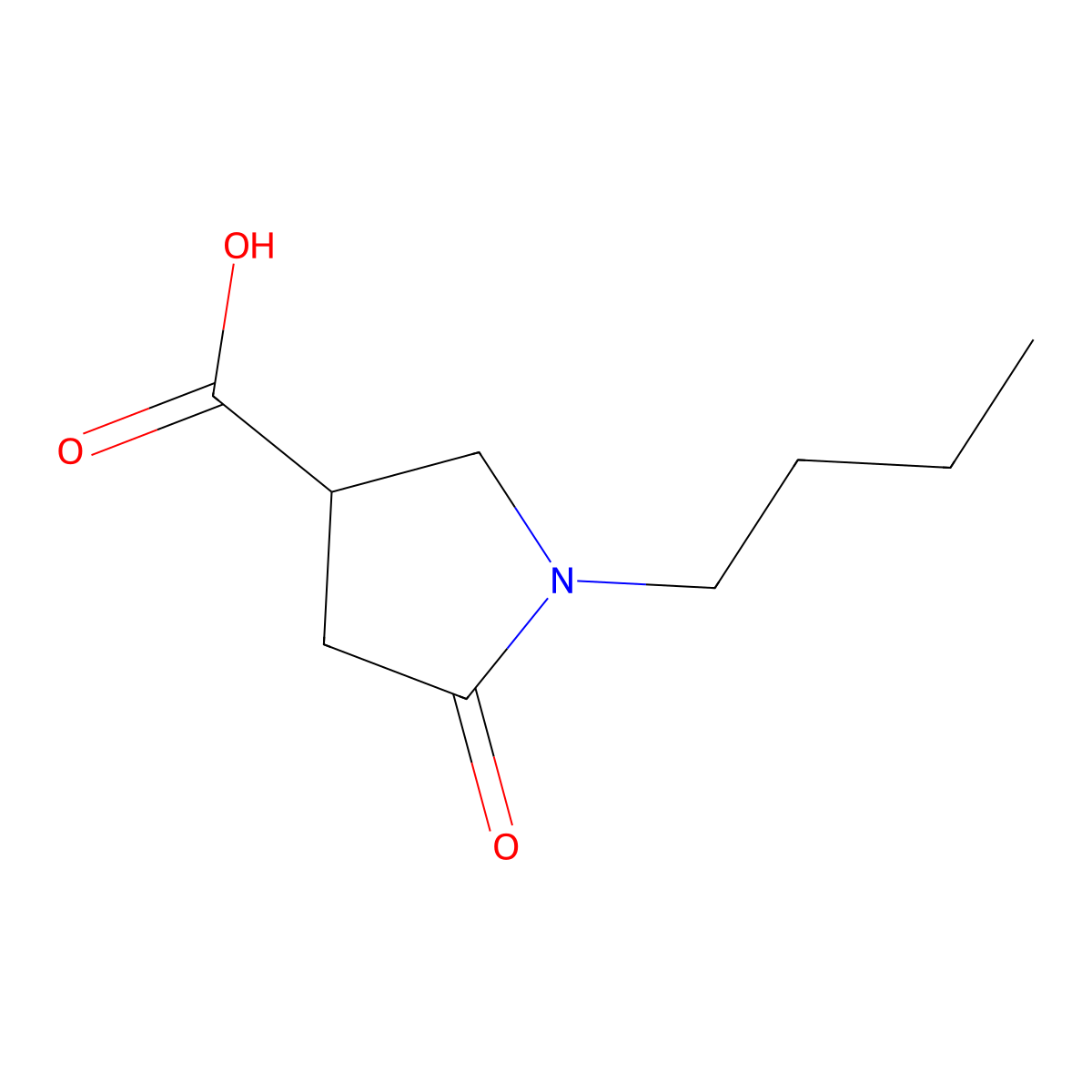 1-Butyl-5-oxopyrrolidine-3-carboxylic acid molecular structure, CAS 43094-86-6