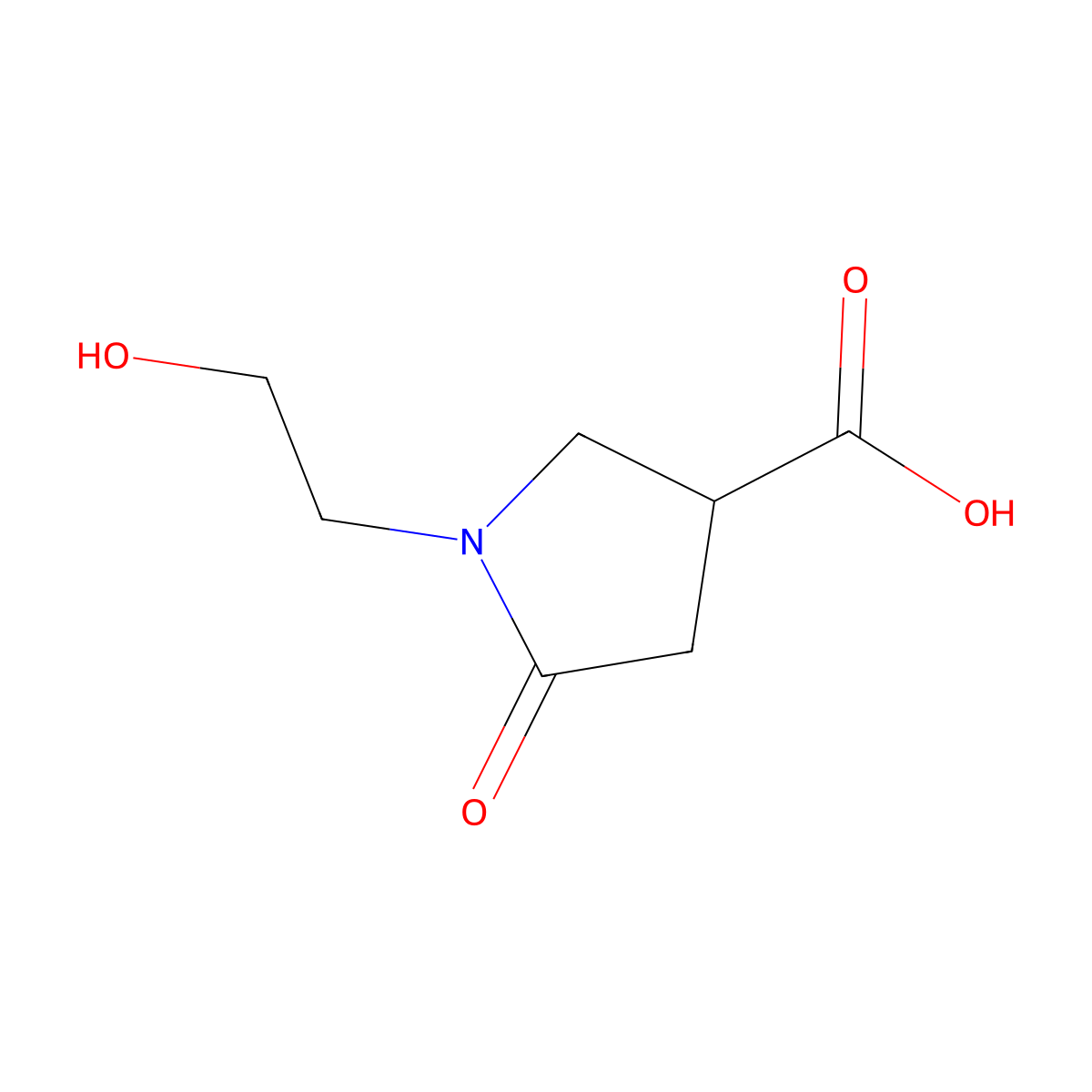 1-(2-Hydroxyethyl)-5-oxopyrrolidine-3-carboxylic acid molecular structure, CAS 43094-95-7