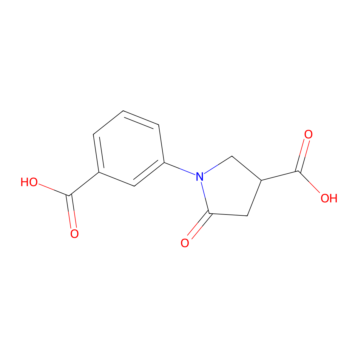 1-(3-Carboxyphenyl)-5-oxopyrrolidine-3-carboxylic acid molecular structure, CAS 43094-96-8
