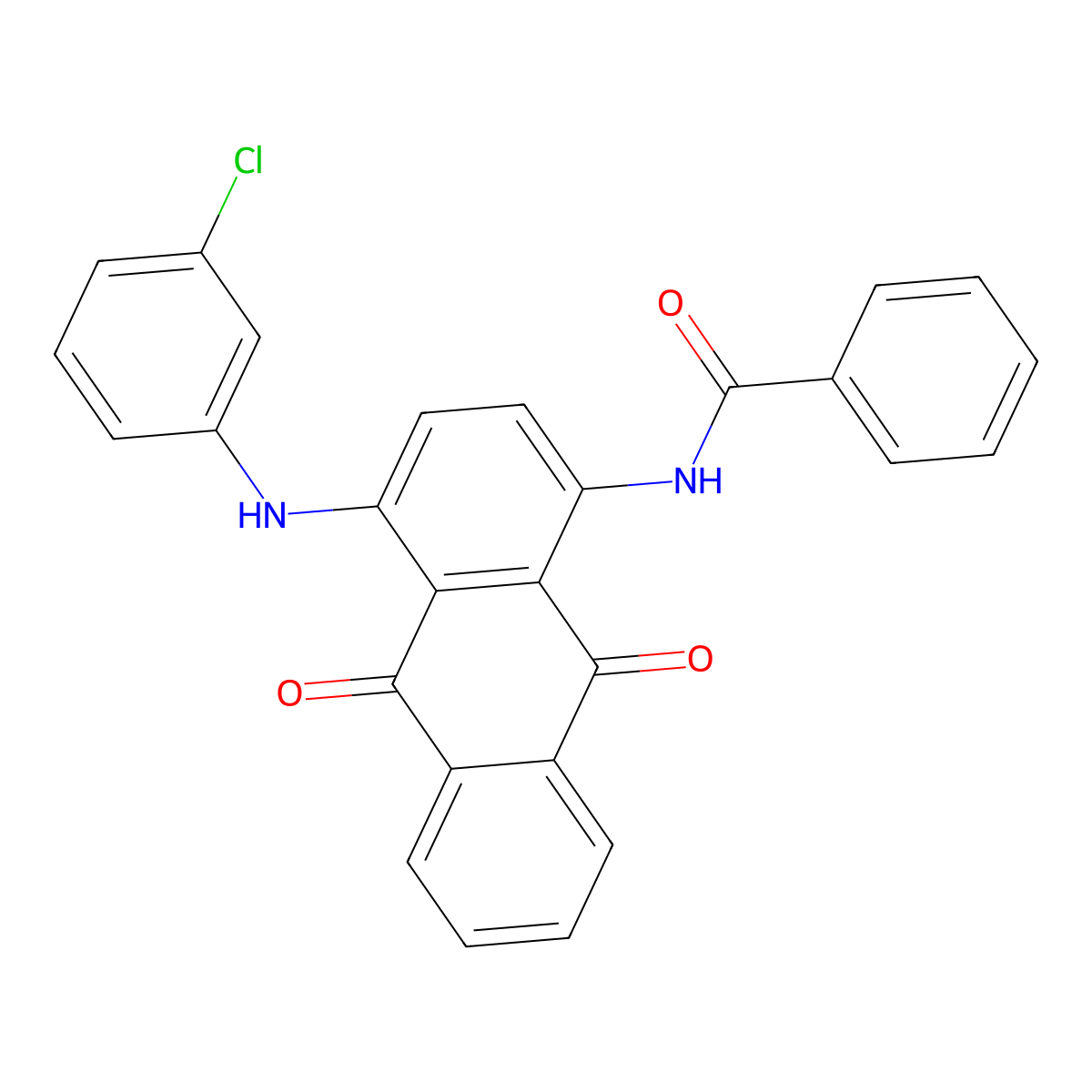 Benzamide, N-[4-[(3-chlorophenyl)amino]-9,10-dihydro-9,10-dioxo-1-anthracenyl]- molecular structure, CAS 43095-98-3
