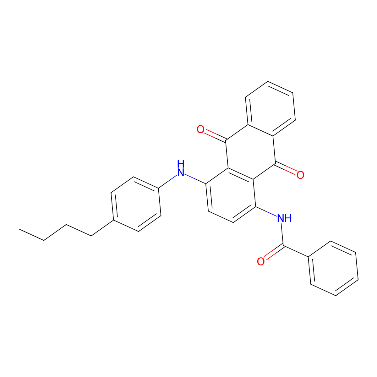 Benzamide, N-(4-((4-butylphenyl)amino)-9,10-dihydro-9,10-dioxo-1-anthracenyl)- molecular structure, CAS 43096-12-4