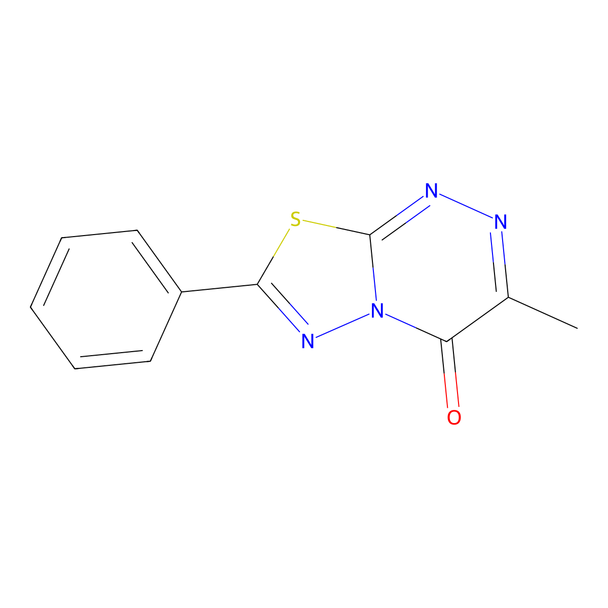 3-methyl-7-phenyl-4H-[1,3,4]thiadiazolo[2,3-c][1,2,4]triazin-4-one molecular structure, CAS 43098-57-3