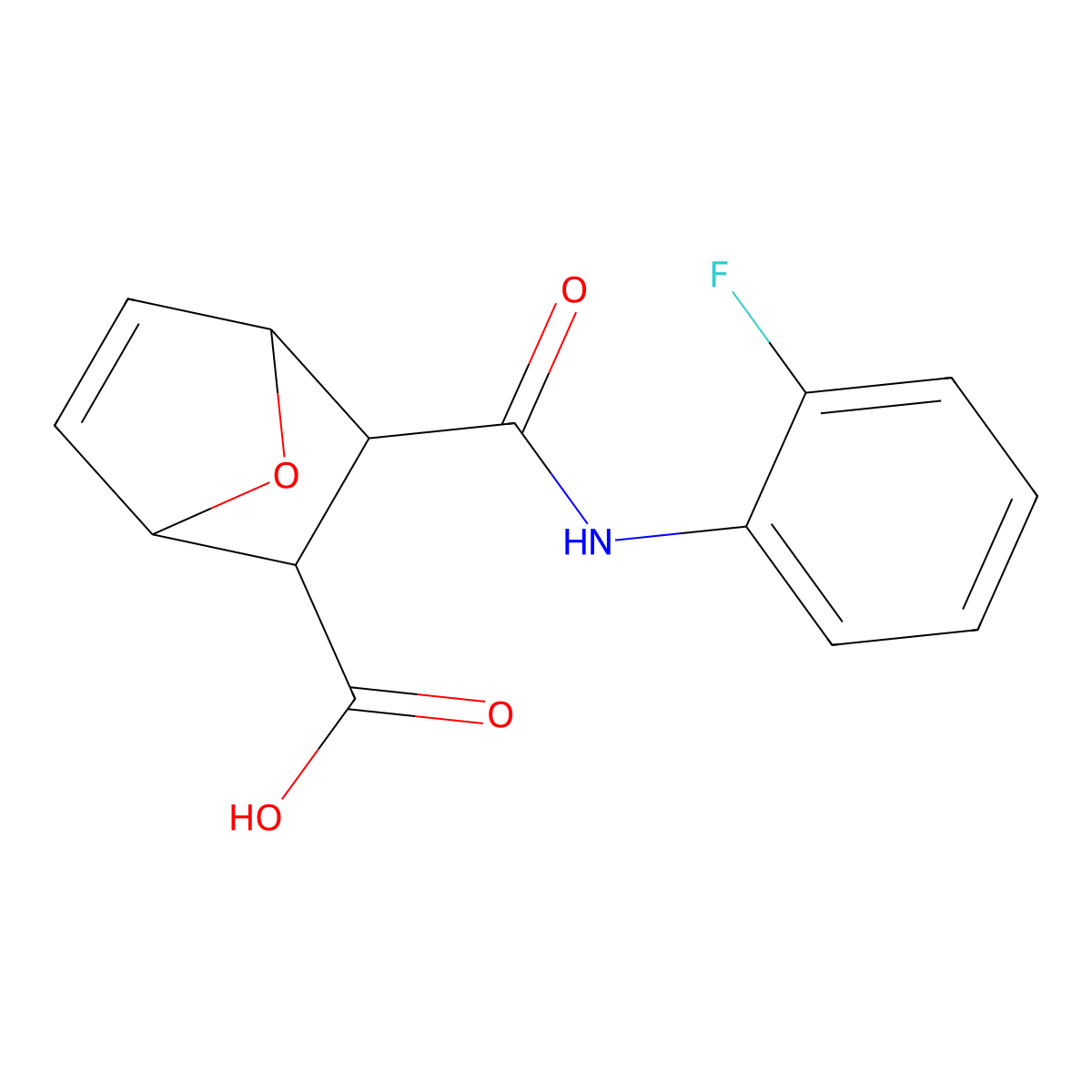 2-[(2-Fluorophenyl)carbamoyl]-7-oxabicyclo[2.2.1]hept-5-ene-3-carboxylic acid molecular structure, CAS 431036-01-0